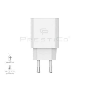 PrestiCo F6S​ Schnell Ladegerät + Ladekabel 1xUSB+TYPE​ C​ 2​.​1A​ white Smartphone-Kabel, USB-C, USB-A, TYPE-C-Kabel (100 cm), Schnellladefunktion 2​.​1A