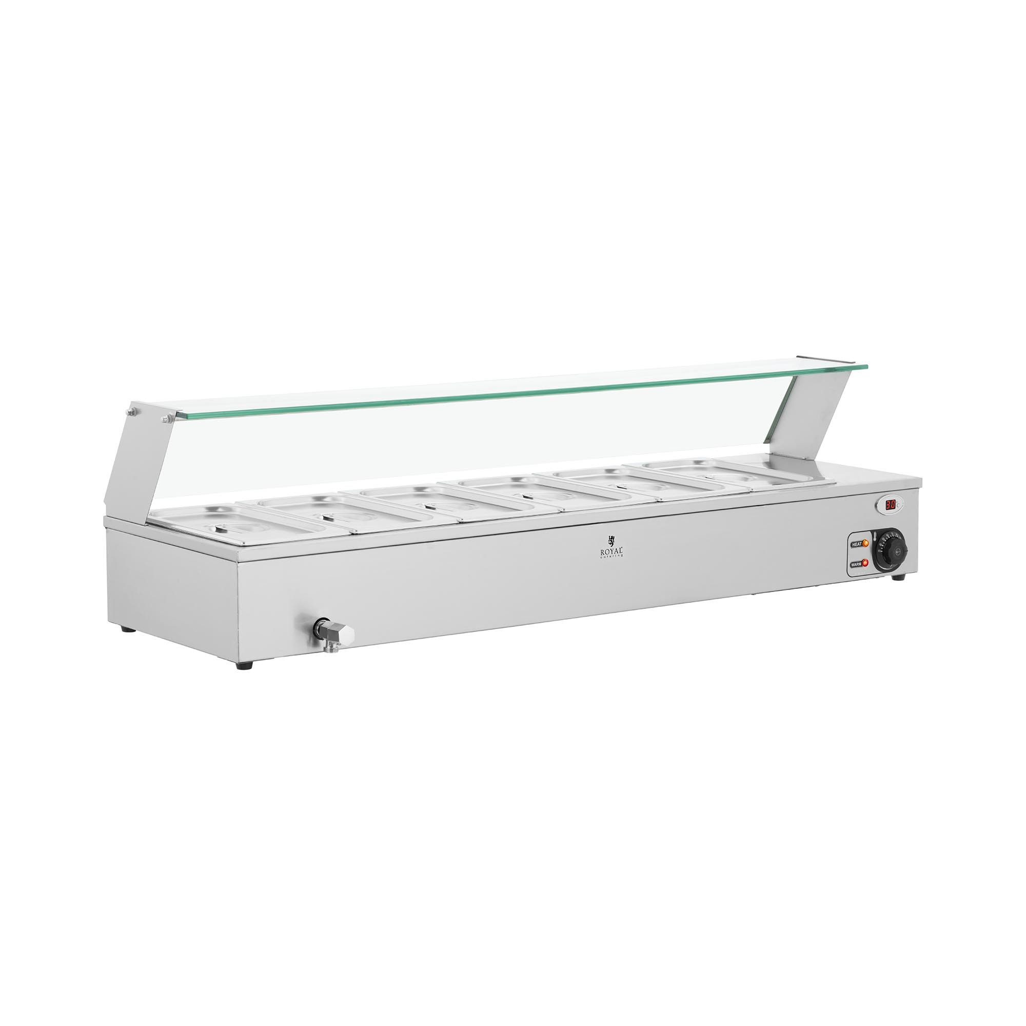 Royal Catering Speisenwärmer Bain Marie Edelstahl 6x GN 1/3 2100 W 21L Warmhaltebehälter