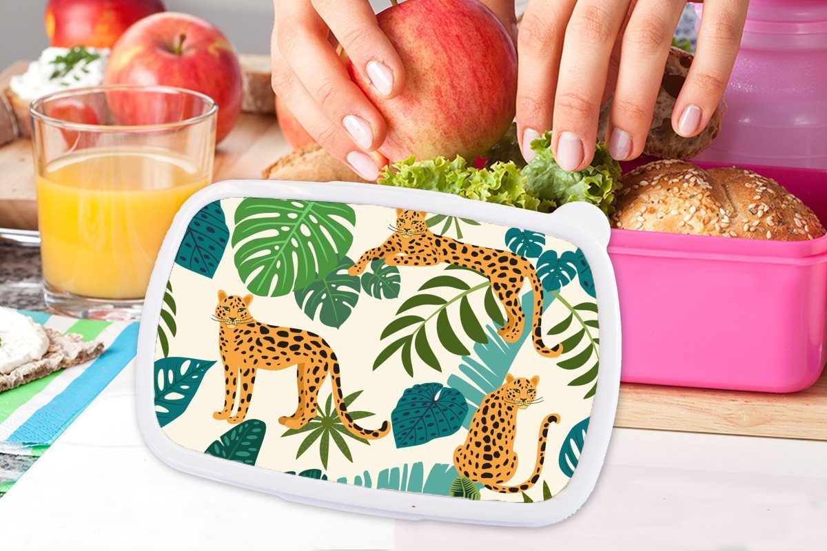 - Pflanzen - Kunststoff Kunststoff, Jungen, - MuchoWow Snackbox, Kinder, Mädchen, Brotbox Muster Mädchen Brotdose - - rosa für Erwachsene, Lunchbox Leopard (2-tlg), Dschungel
