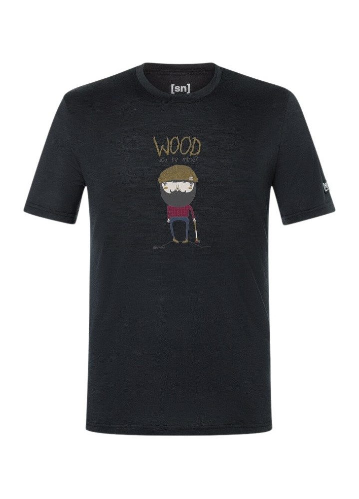 SUPER.NATURAL T-Shirt Wood Crafti Tee (Merino-Mix) schwarz Herren