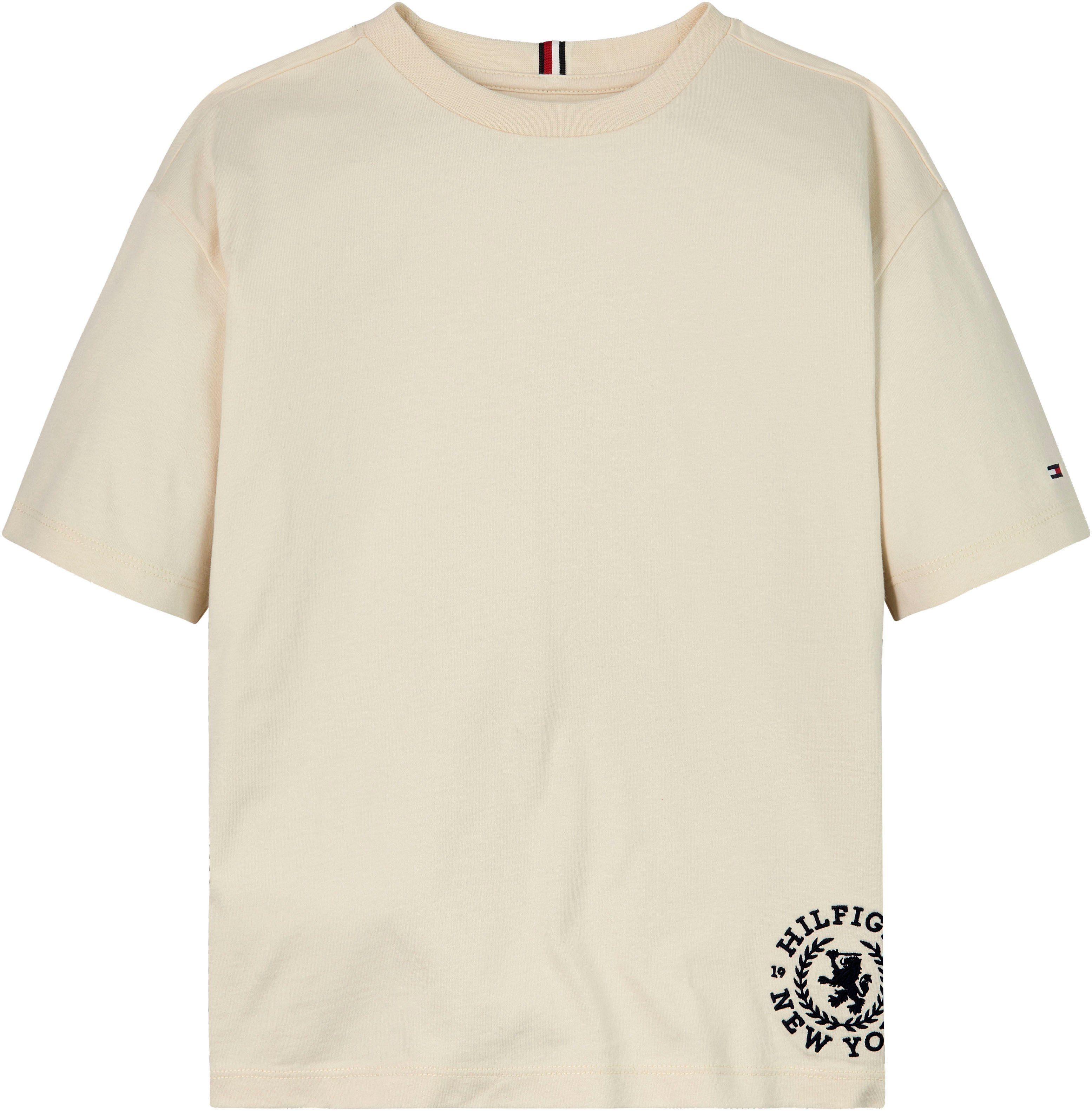 T-Shirt Logostickerei mit LOGO S/S Hilfiger Tommy CREST TEE