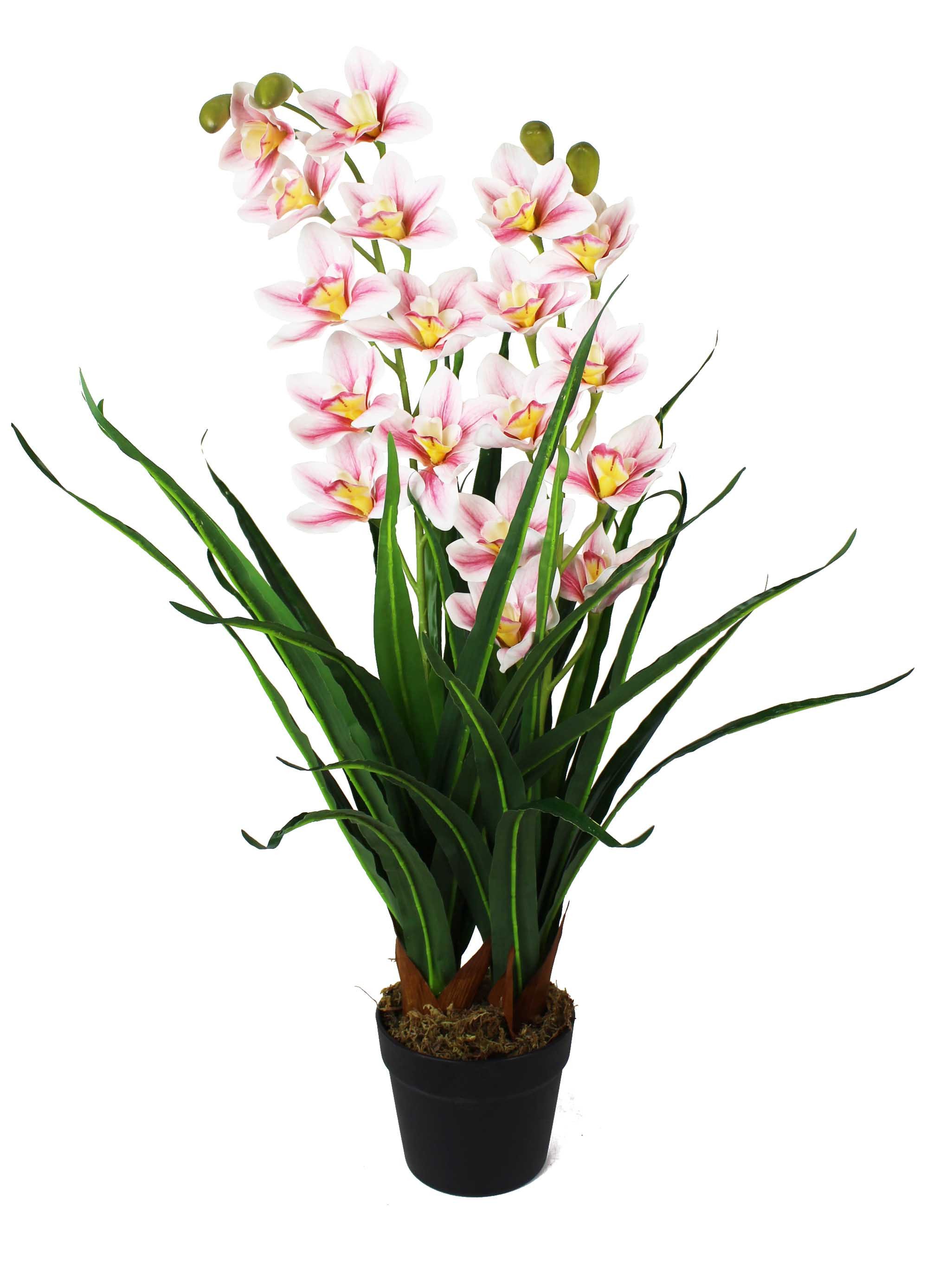 Kunstorchidee künstliche Orchidee Groß mit Kunstgras im Topf