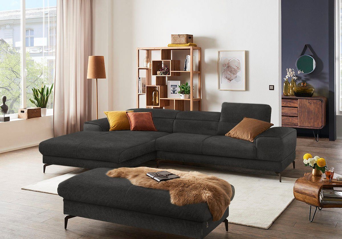 W.SCHILLIG Ecksofa Piedroo, Designsofa mit tollem Sitzkomfort, elegant und bequem, L-Form, Kopfteilverstellung, wahlweise mit Sitztiefenverstellung, Breite 303cm