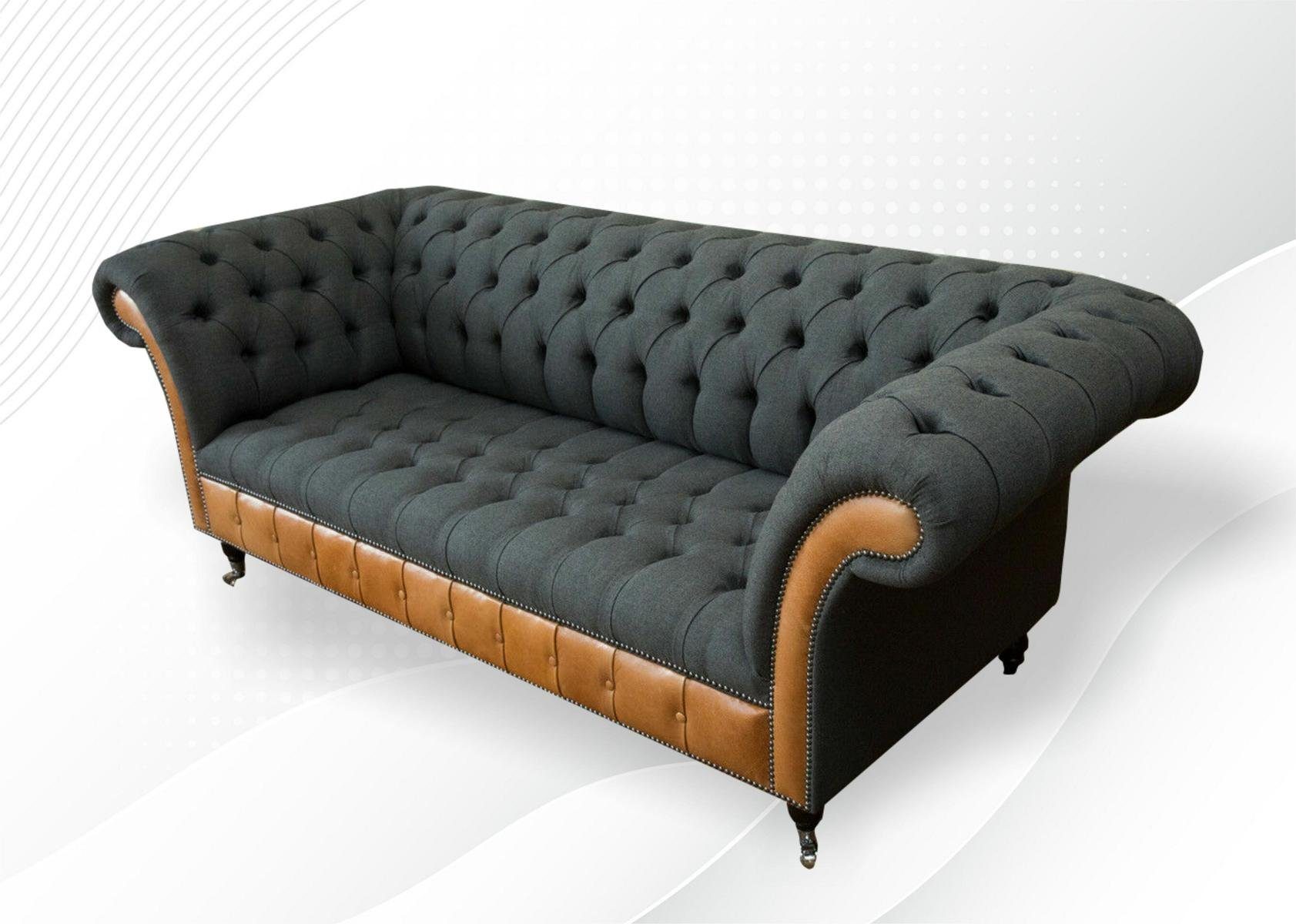 Sitzer Design Couch 225 3 JVmoebel Sofa Sofa cm Chesterfield-Sofa, Chesterfield