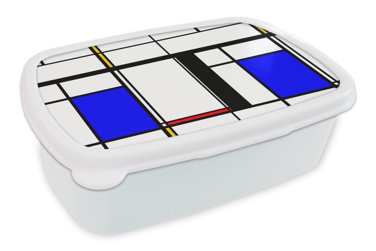 MuchoWow Lunchbox Muster - Kunst - Abstrakt, Kunststoff, (2-tlg), Brotbox für Kinder und Erwachsene, Brotdose, für Jungs und Mädchen weiß