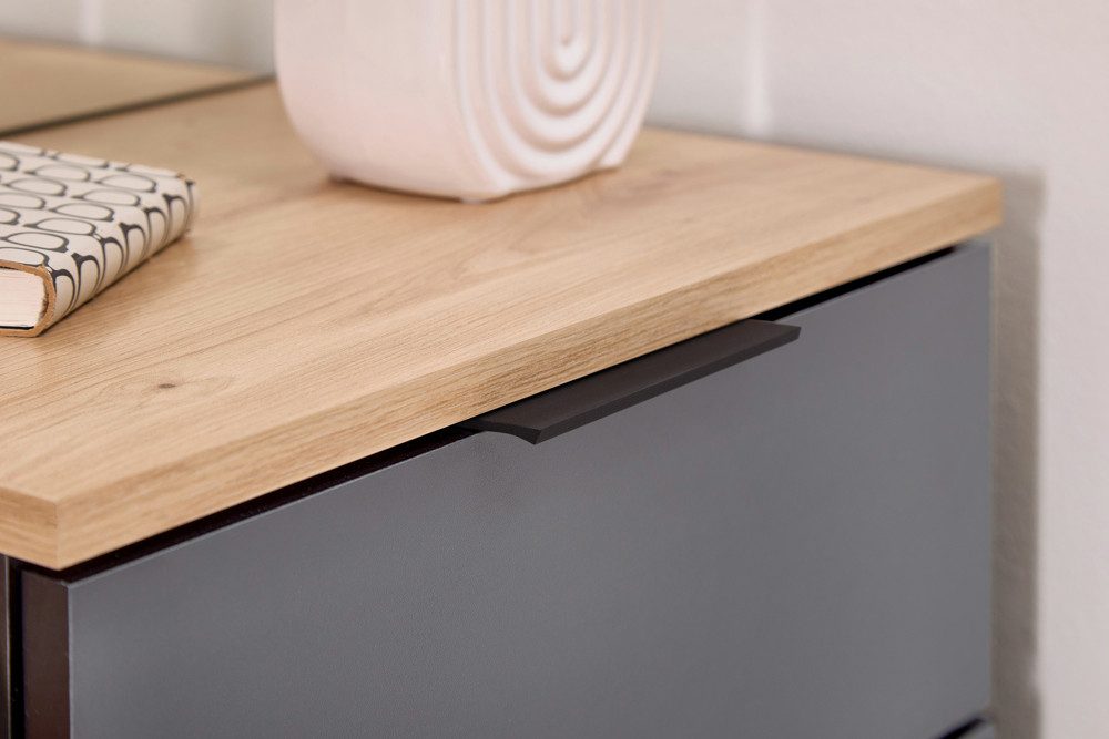 moebel-dich-auf Kompaktgarderobe EASY (Paneel + Bank + Spiegel + Schuhschrank, in 2 Farbvarianten, Lamellenoptik) 88 cm breit – Bild 4 von 5