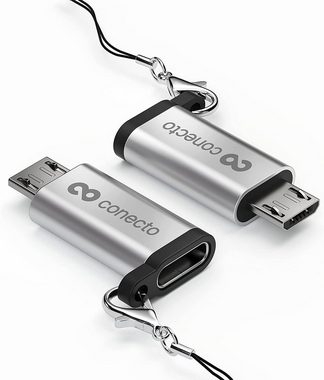 conecto conecto Micro USB auf USB-C Buchse OTG Adapter, alu USB-Kabel