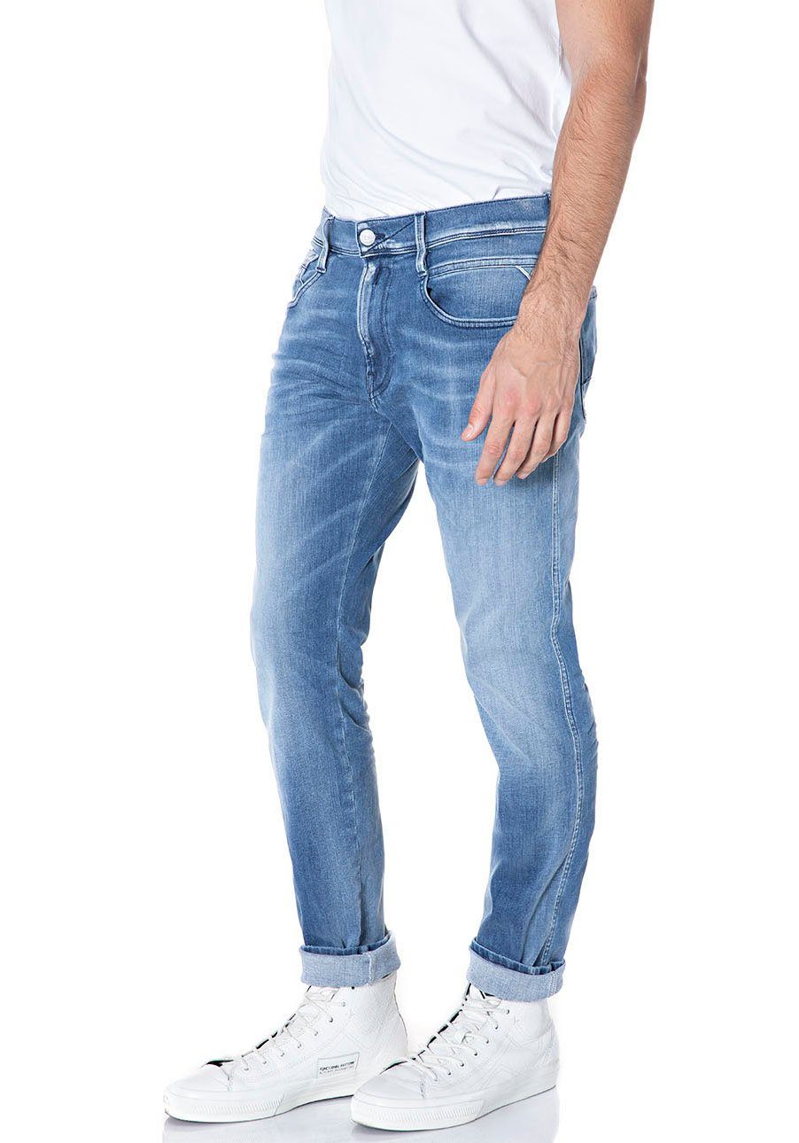 Replay Slim-fit-Jeans ANBASS HYPERFLEX BIO light-blue