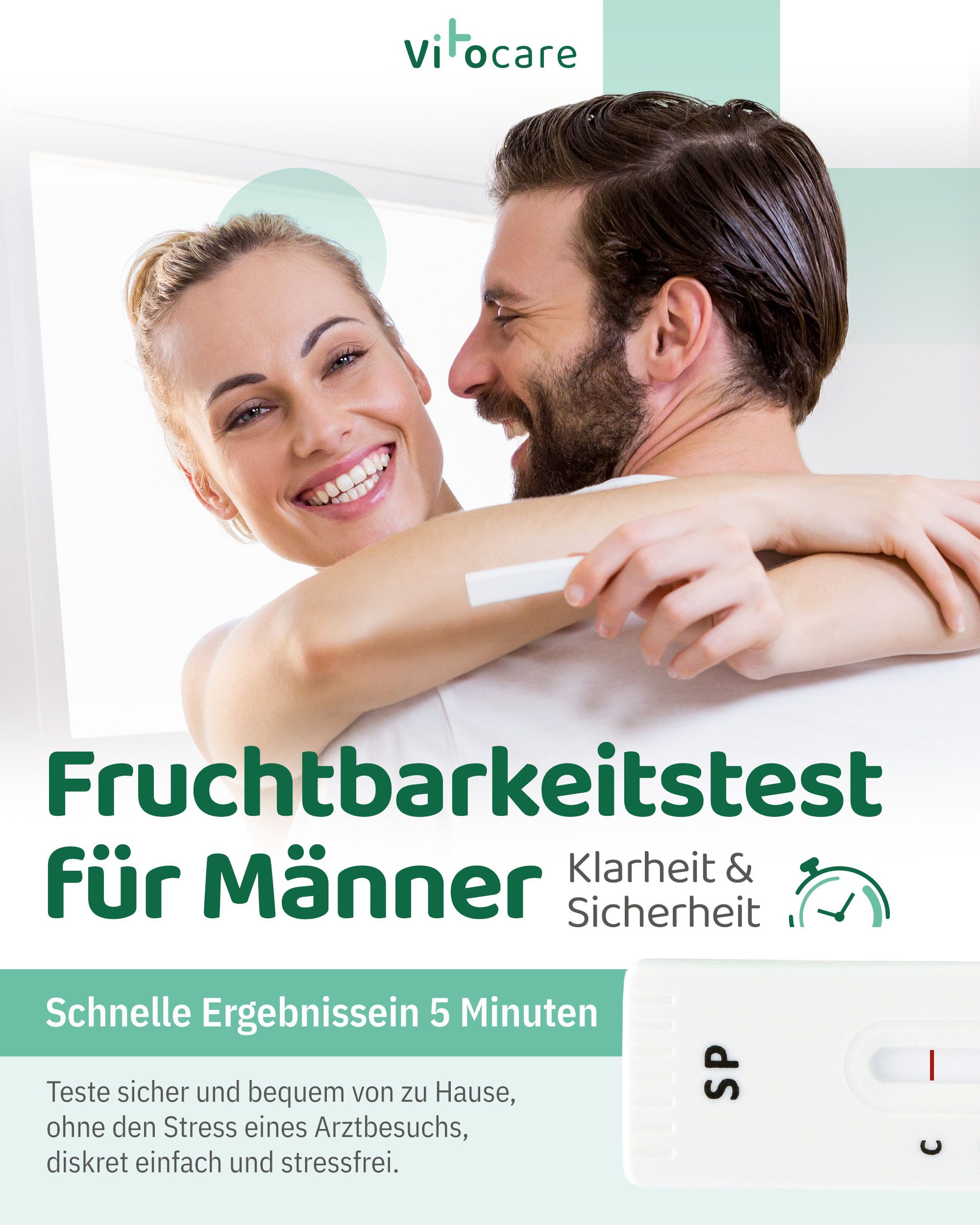 Vitocare Fruchtbarkeitstracker Spermatest für zuhause – Schneller Fruchtbarkeitstest für Männer