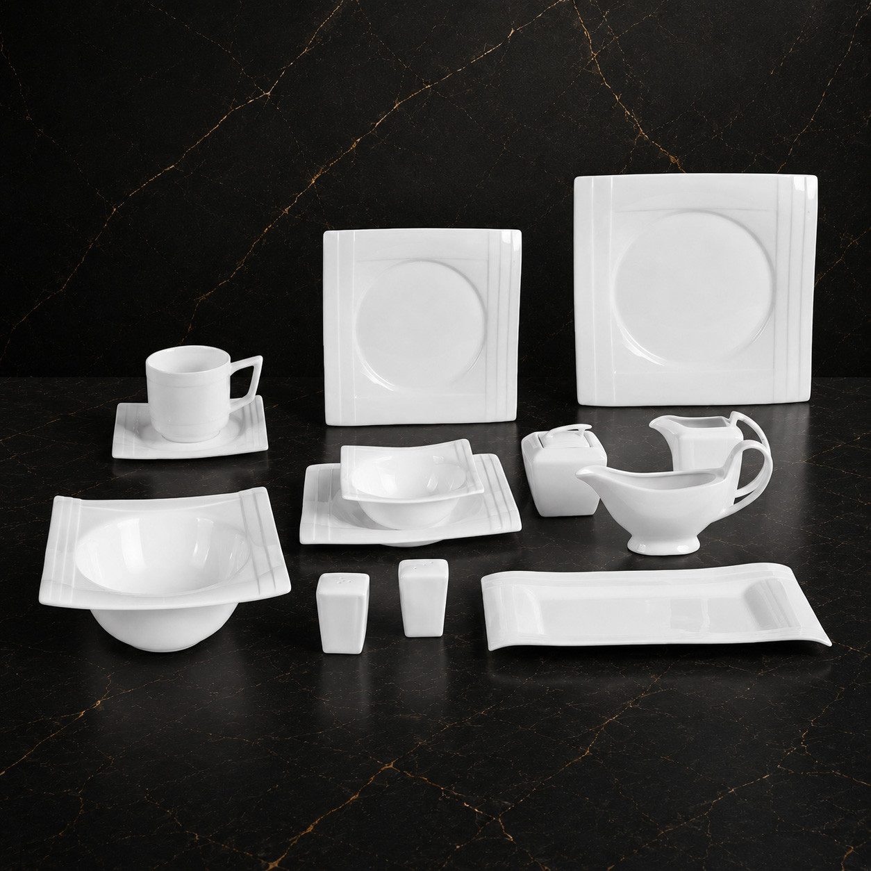 Tullip Kombiservice (43-tlg), 6 Personen, Geschirr-Set, Tafelservice, Kaffeeservice, Designed in Germany