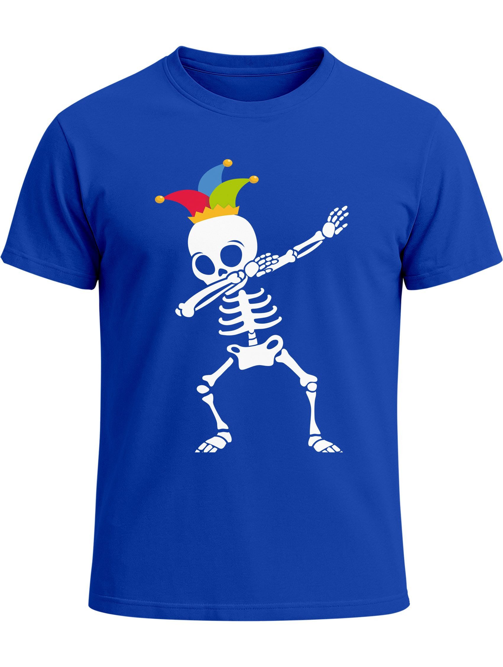 Print-Shirt Herren T-Shirt Fasching Karneval Dabbing Skelett Kostüm Verkleidung
