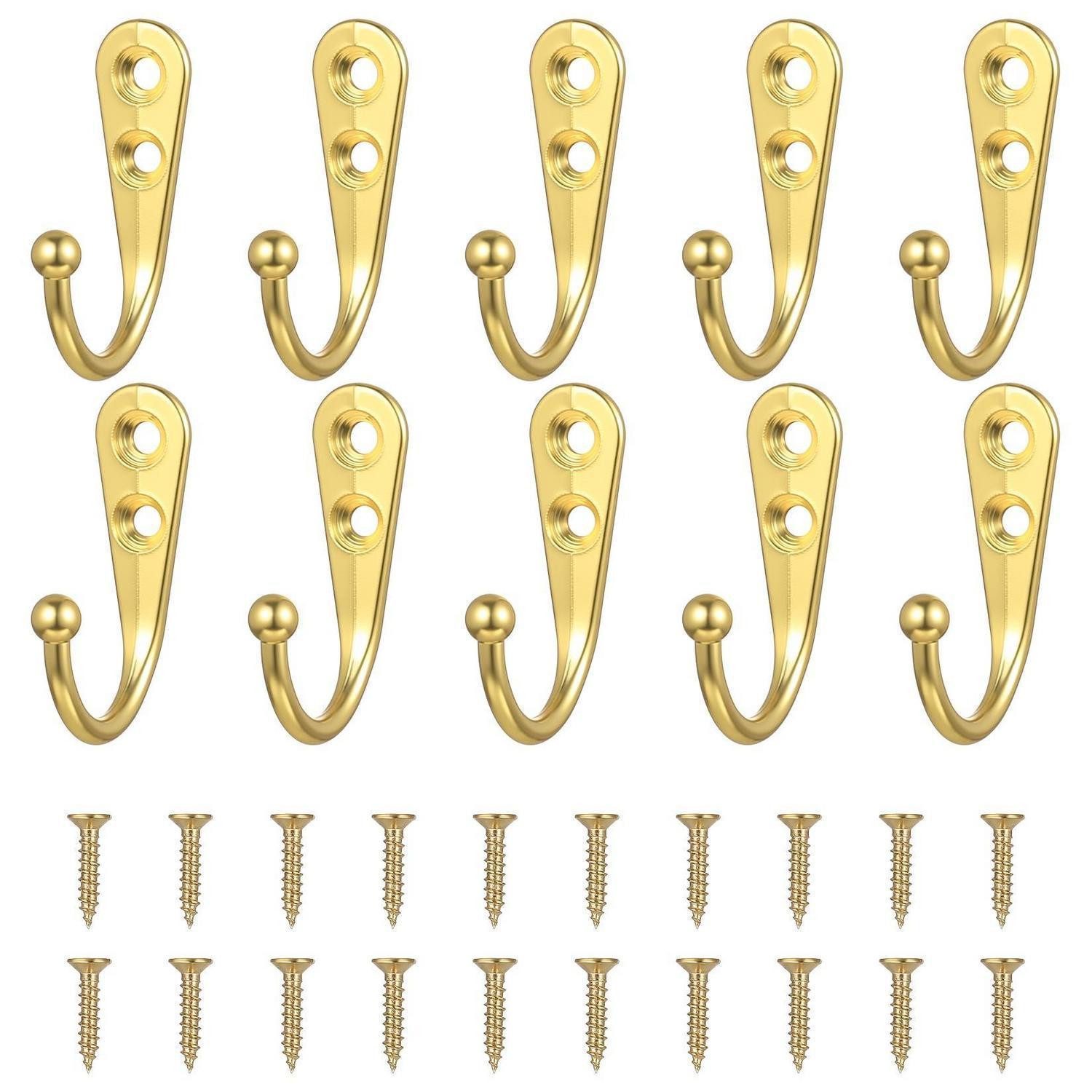 LuxusKollektion Kleiderhaken Kleiderhaken 10er Set Gold Schraubhaken, (10-St)