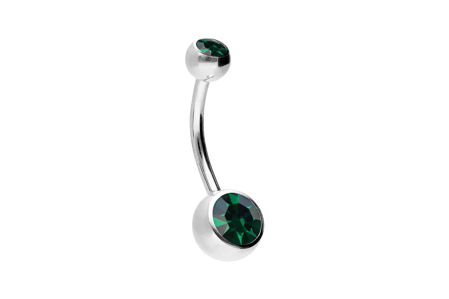 PIERCINGLINE Bauchnabelpiercing Chirurgenstahl Bananabell ZWEI KRISTALLE (Bananabells, 1-tlg)