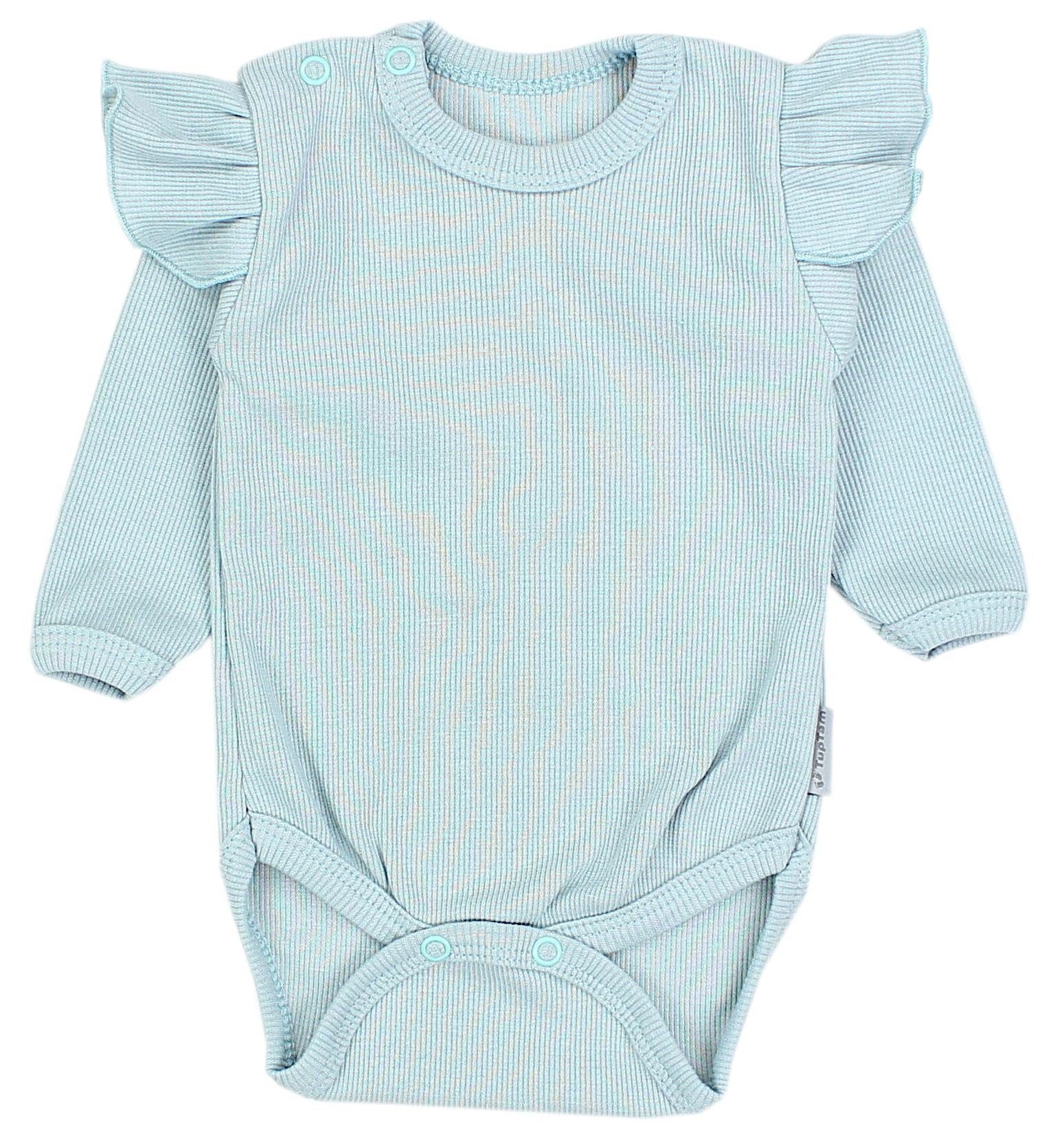 TupTam Erstausstattungspaket Baby Mineralgrün Mädchen Rüsche TupTam Babyhose mit Langarmbody Outfit Babykleidung Rippstoff Rippstoff