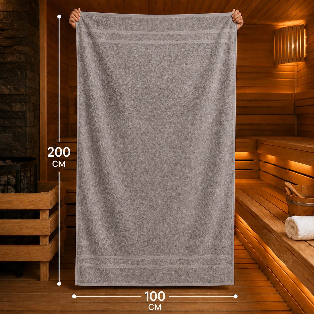 Komfortec Saunatuch 100x200 Extra Große XXL Premium Saunatuch, Unifarben (1-St), extra Große XXL, Schnelltrocknend, Frottee, Weich, Baumwolle – Bild 4 von 5