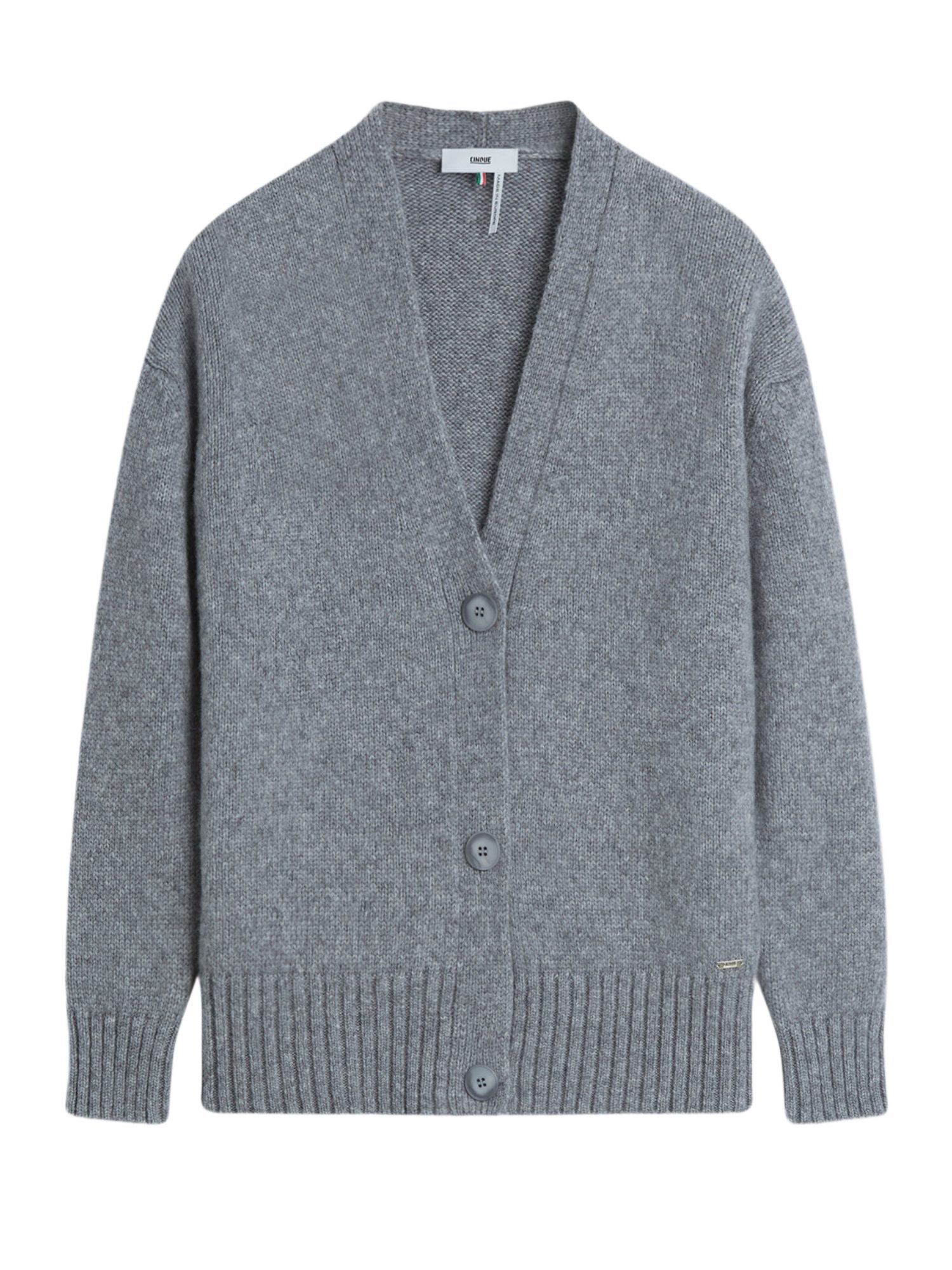 Cinque Strickjacke grau,Casual,Wolle,Unifarben,V-Ausschnitt,Lang,Regular Fit