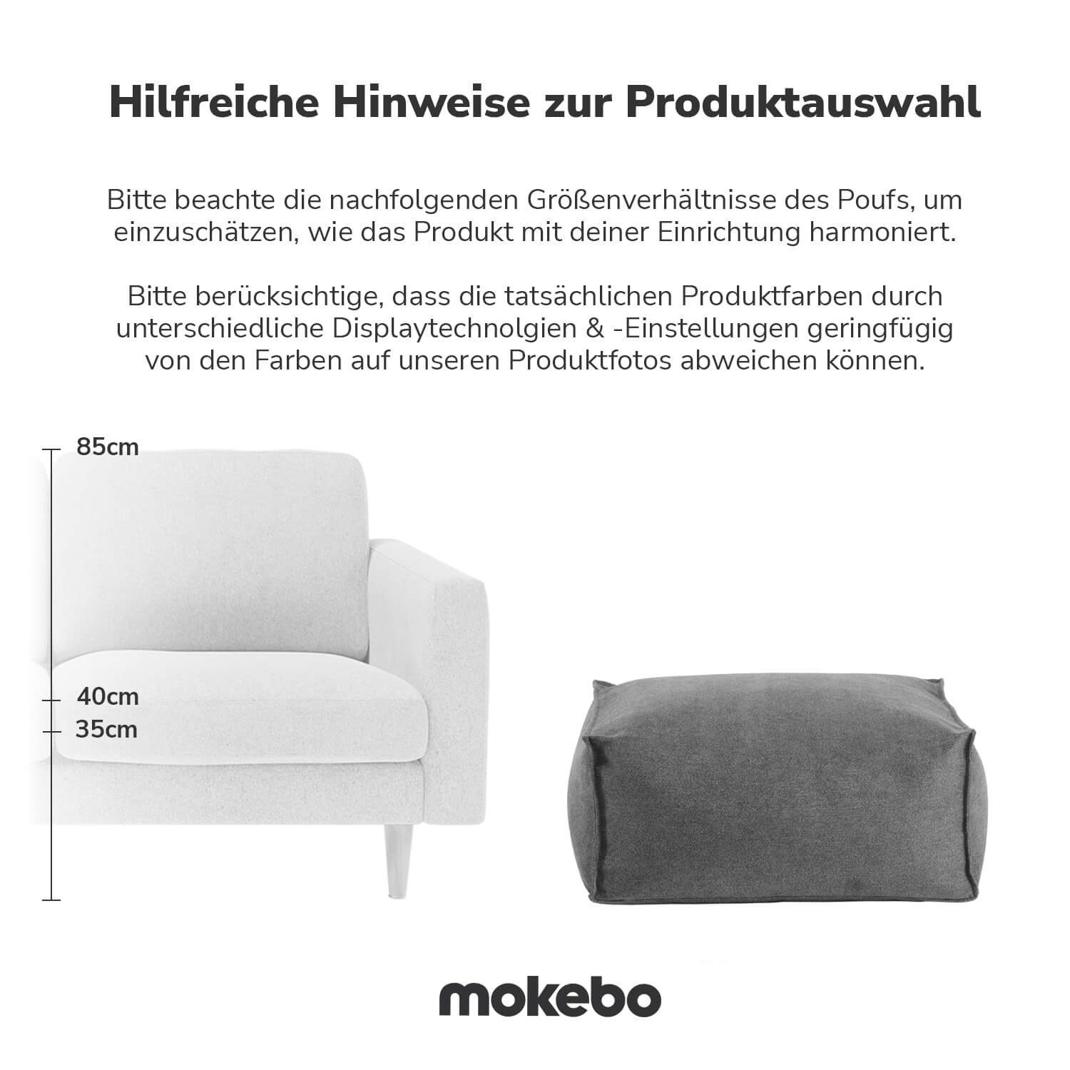 mokebo Pouf Der Ruhestifter (aus Webstoff), Sitz-Hocker, Bodenkissen, Fußhocker oder Sitzkissen eckig in Beige