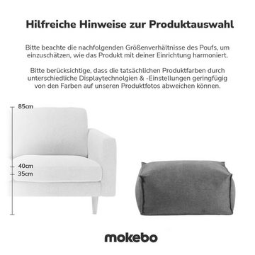 mokebo Pouf Der Ruhestifter (aus Webstoff), Sitzhocker, Bodenkissen, Fußhocker oder Sitzkissen eckig in Beige