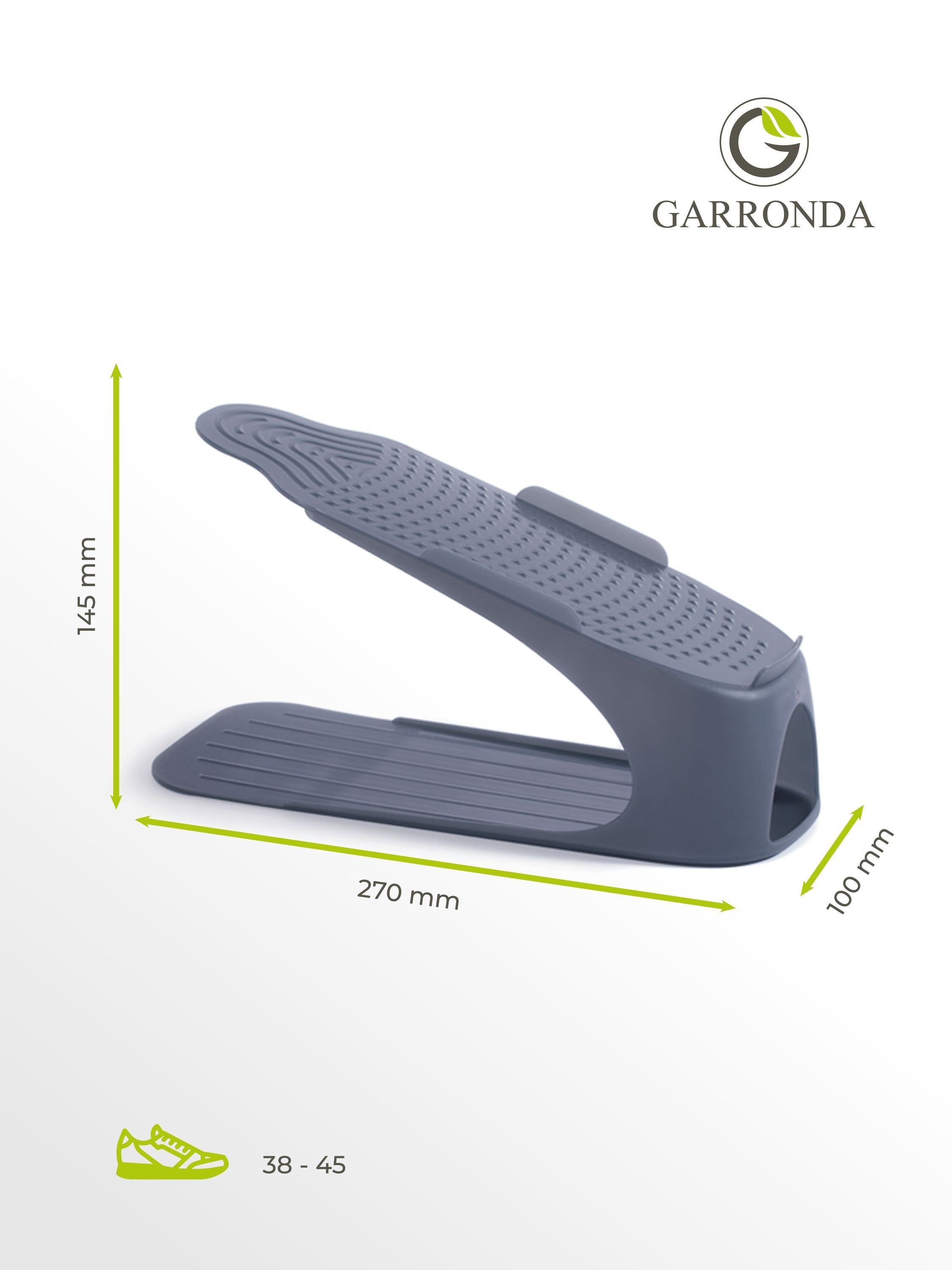 Stück Garronda 4 GD-0053 Größen - 30-38 Schuhabtropfschale Schuhregal 38-45 Schuhorganizer / Anthrazit