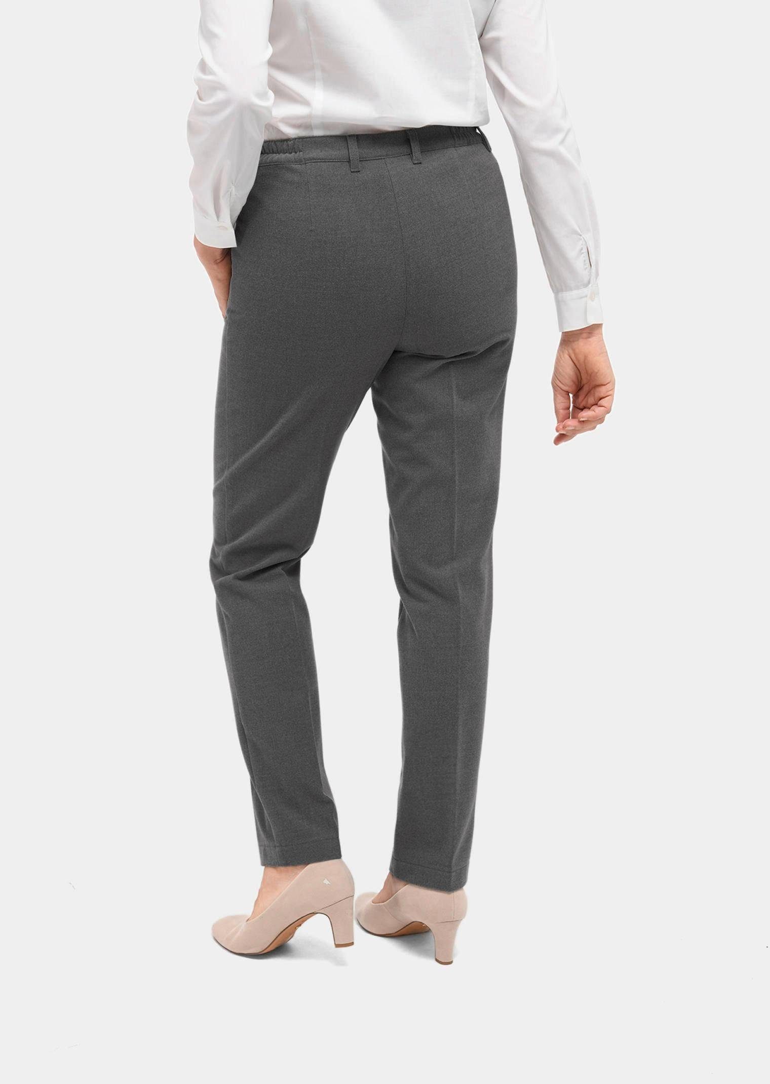 GOLDNER Stoffhose Kurzgröße: Bügelfaltenhose mit Melange-Effekt Stoffhose mit Teildehnbund, Gürtelschlaufen und Knöchellänge