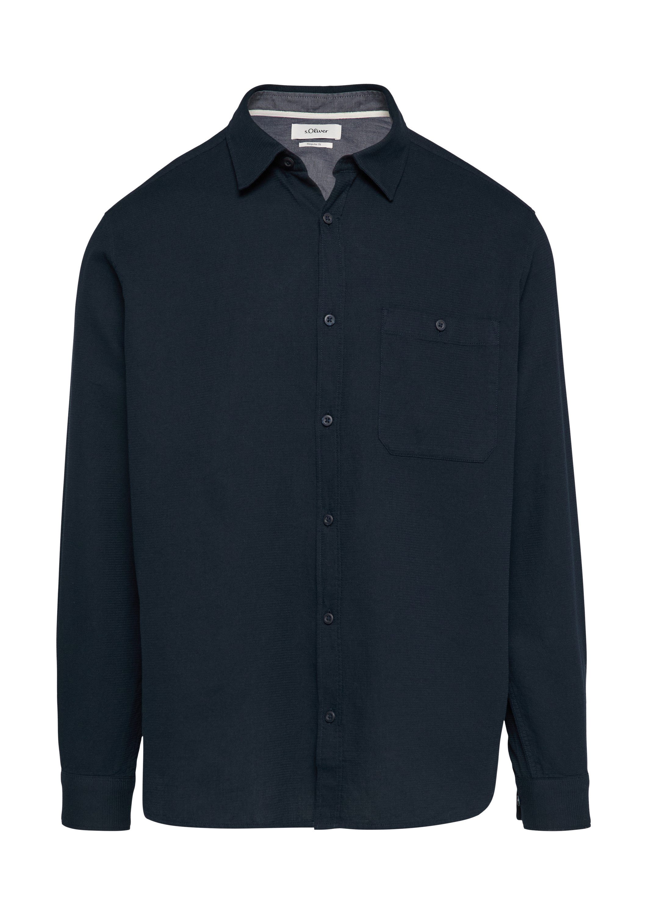 s.Oliver Langarmhemd Hemd Regular Fit: Strukturiertes Baumwollhemd mit Brus günstig online kaufen