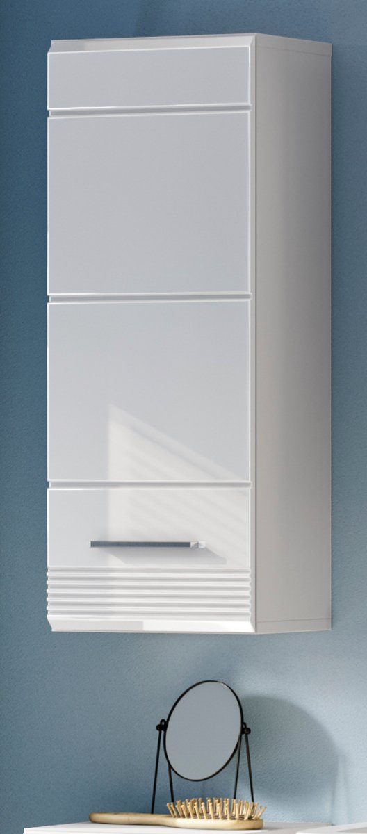 xonox.home Hängeschrank Linus (Badschrank in weiß, 30 x 77 cm) Hochglanz, 3 Fächer | Spiegelschränke