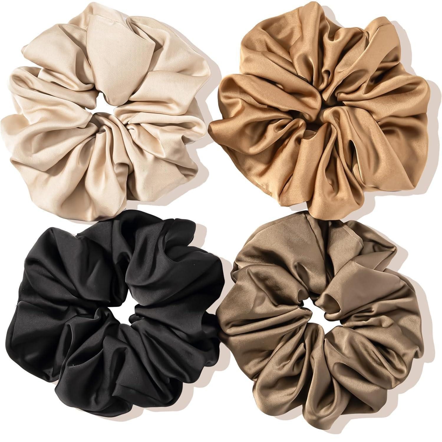LuxusKollektion Haargummi Große Seidensatin-Haargummis Scrunchies für Damen 4 Farben