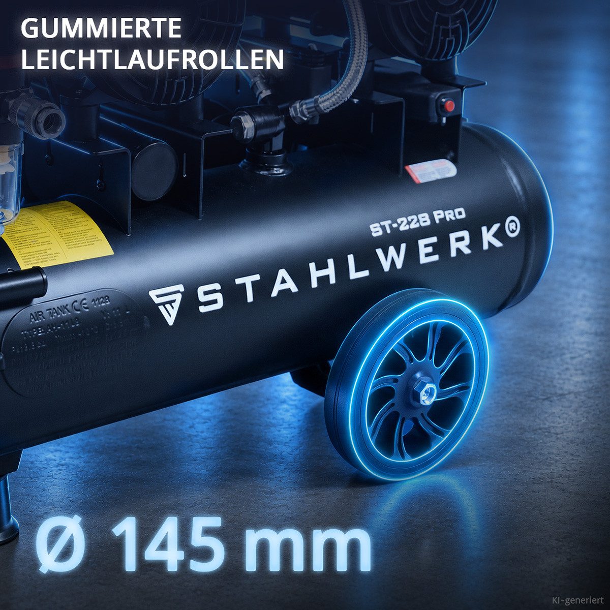 STAHLWERK Kompressor 22 L Tank - ölfrei & leise, 8 bar, Druckluftkompressor, 22 l, 1-tlg. – Bild 4 von 5