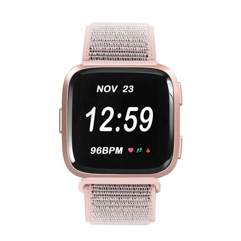 Band, Watch Smartwatch-Armband 2/ Diida versa Nylonbänder Armband, kompatibel mit Fitbit Band, Uhrenarmband, Versa/ lite(Schwarz/rosa)