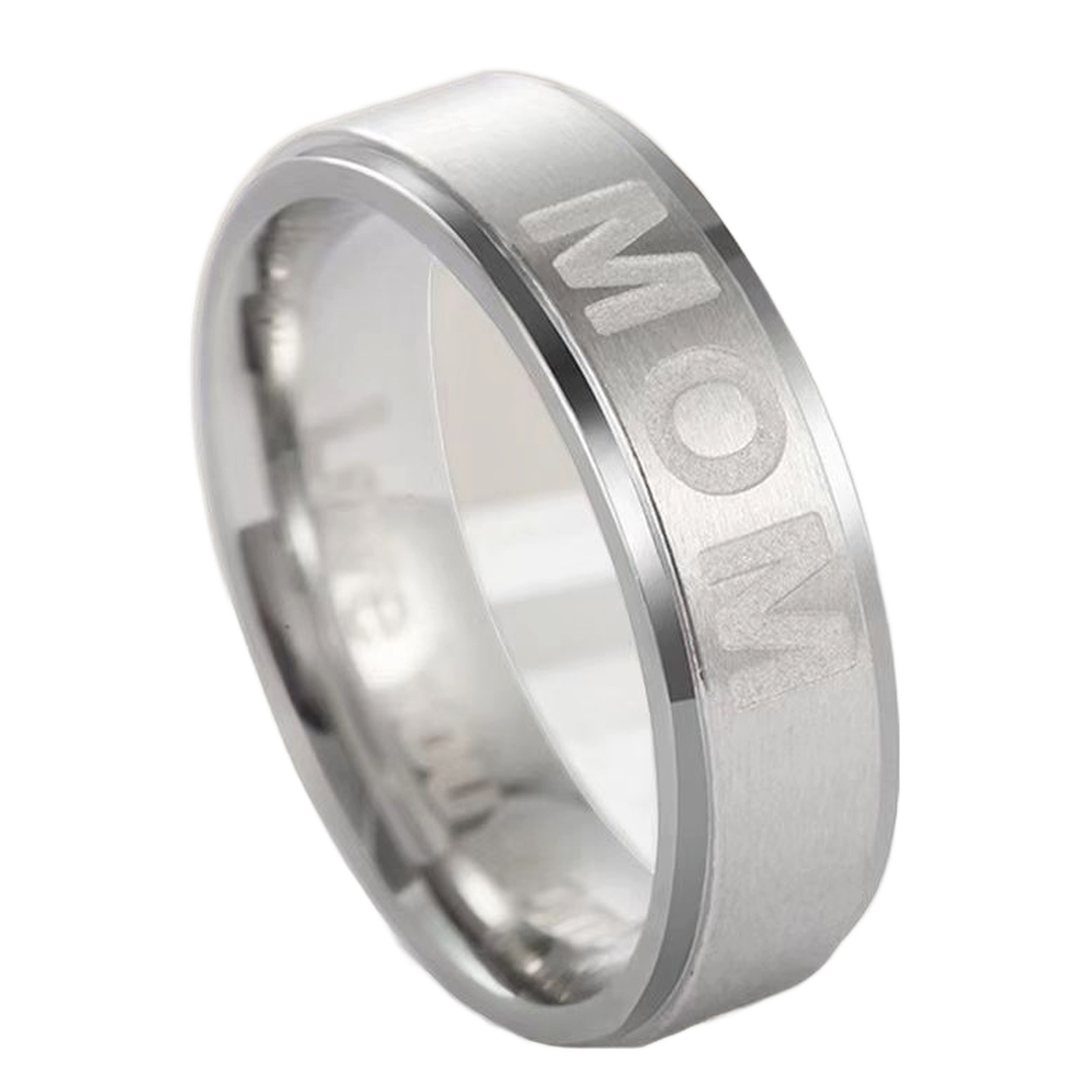 Lebensquelle Plus Fingerring MOM Ring Edelstahl silber — gebürstet mit Gravur