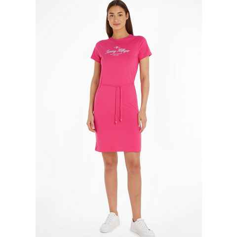 Tommy Hilfiger Shirtkleid 1985 REG C-NK SHORT DRESS SS Strandkleid, Sommerkleid mit Tailienband, Kurzarm, Luftig Leicht