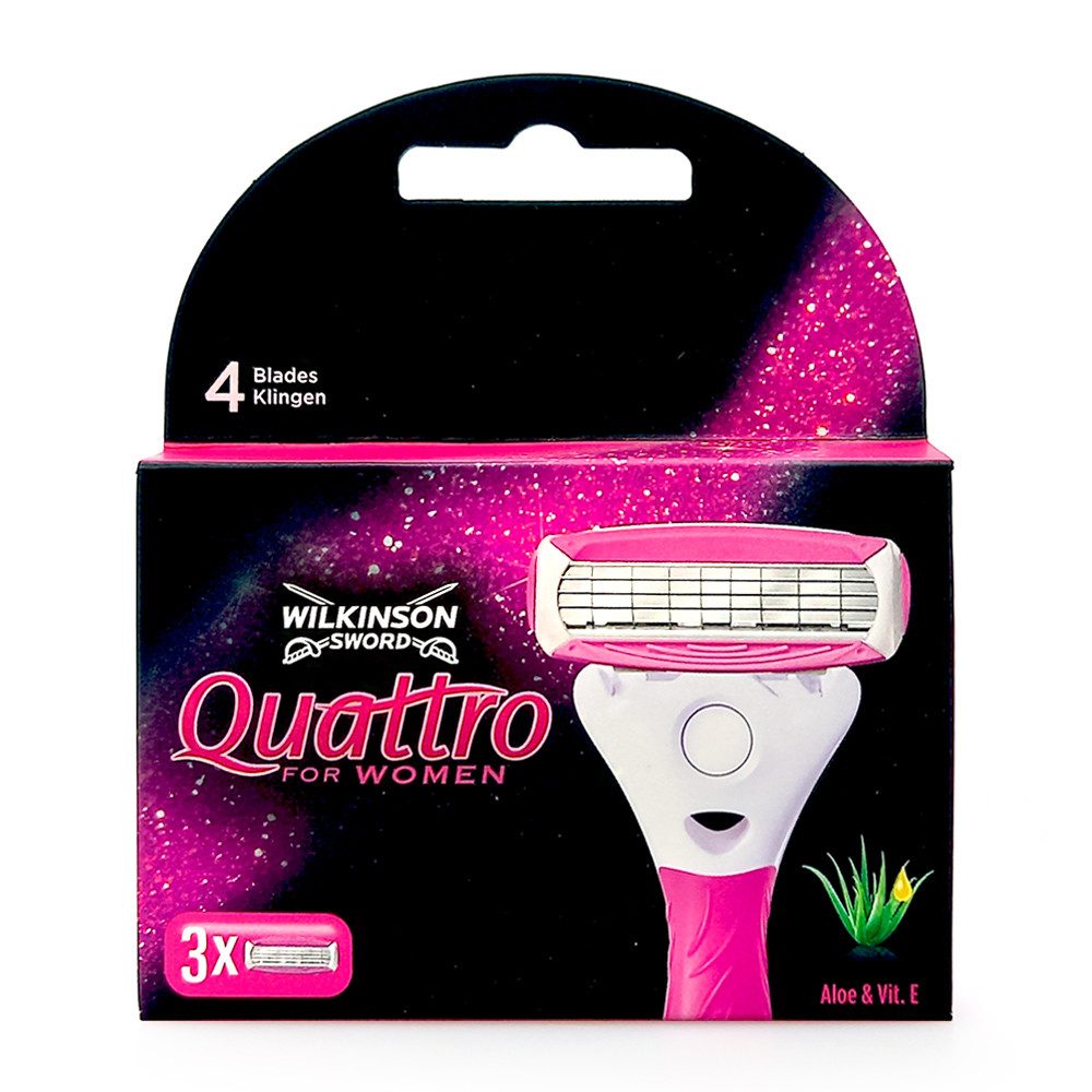 Wilkinson Rasierklingen Wilkinson Quattro for Women Rasierklingen, 3er Pack, 3-tlg., mit aufschäumenden Hautconditioner