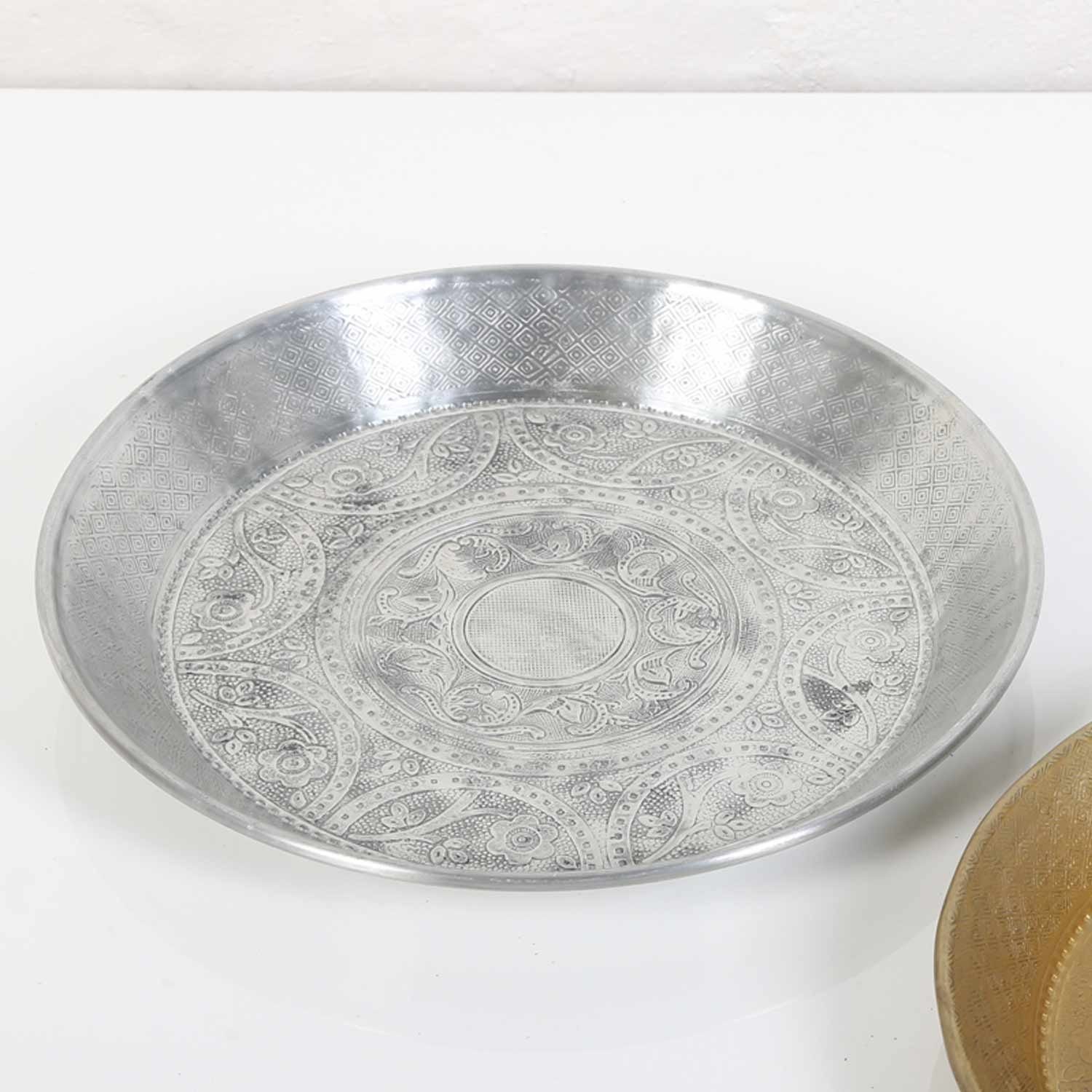 Casa Moro Dekotablett Orientalisches Tablett Leila in Silber & Gold mit Orn günstig online kaufen