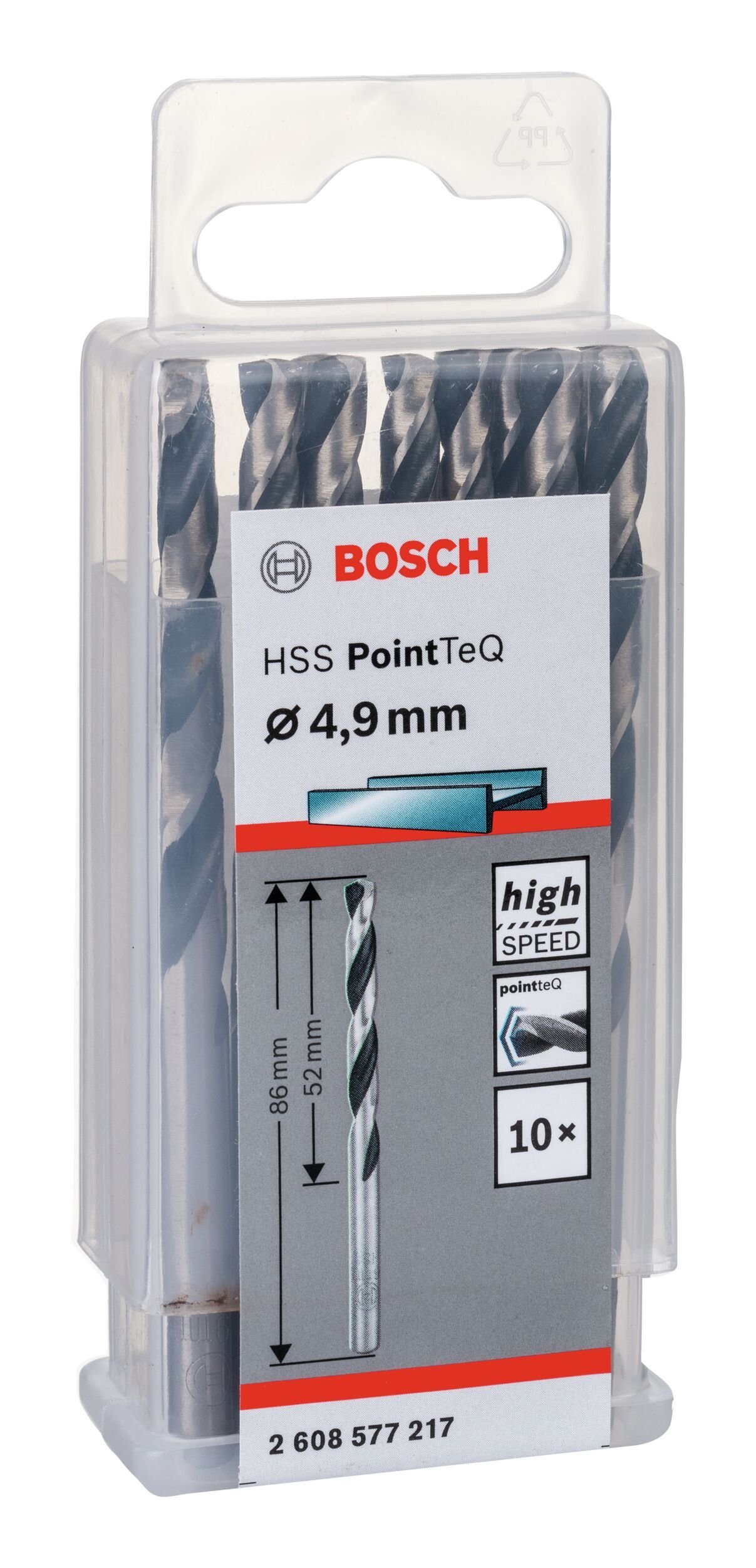 Metallbohrer, 338) mm (DIN BOSCH - 4,9 Stück), PointTeQ HSS (10 Metallspiralbohrer - 10er-Pack
