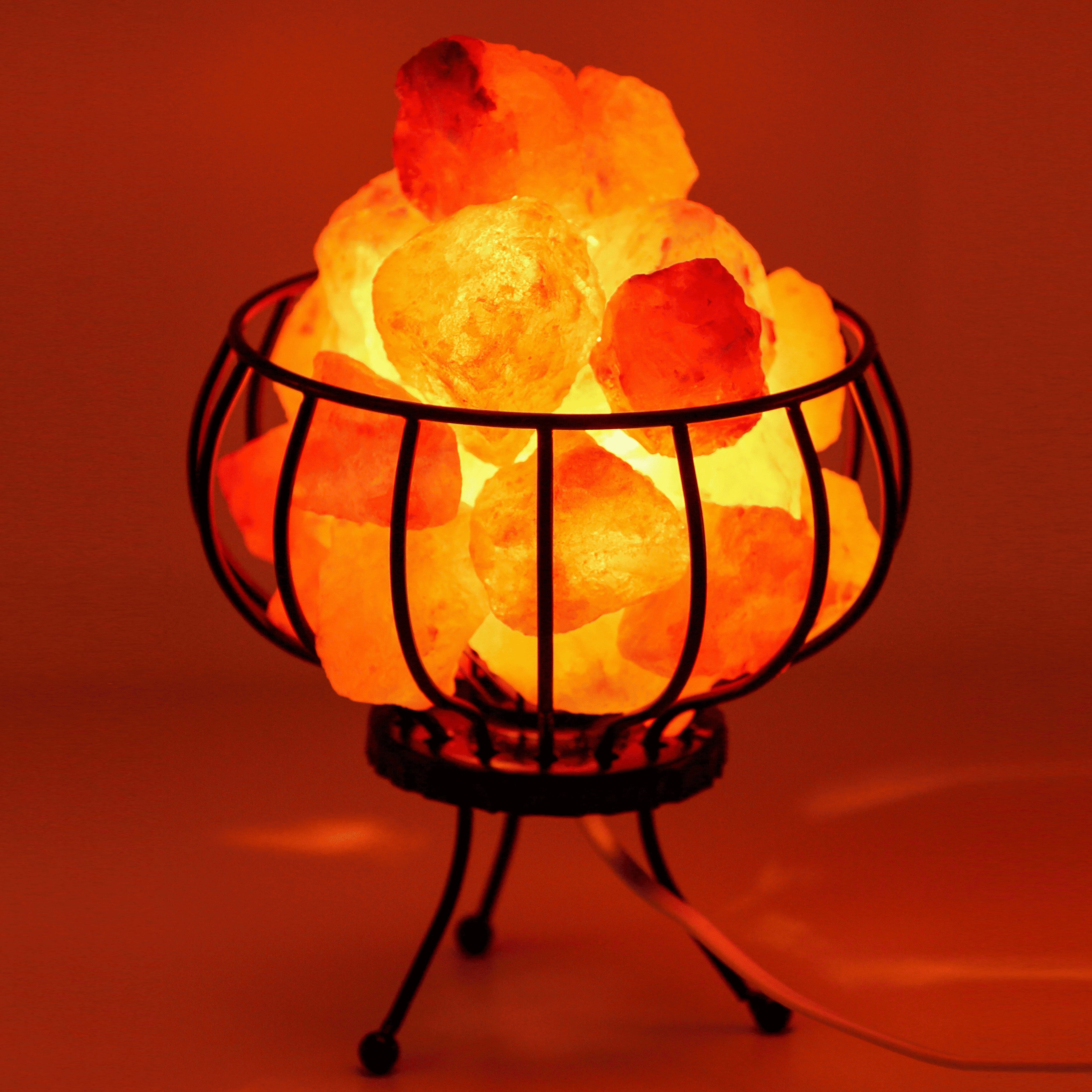 HAF Salzkristall-Tischlampe Salzlampe Metallkorb Feuerkorb mit günstig online kaufen