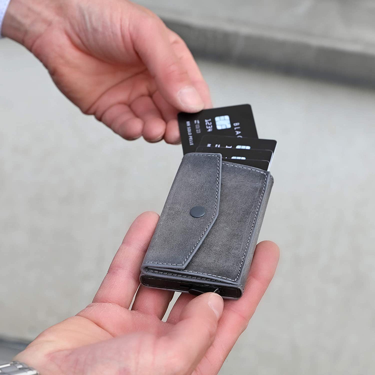 Solo Pelle Mini Geldbörse Kartenetui, Kreditkartenetui, Leder Geldbörse Slim Wallet Münzfach, echtes Leder aus Europa, elegantes Design mit RFID Schutz