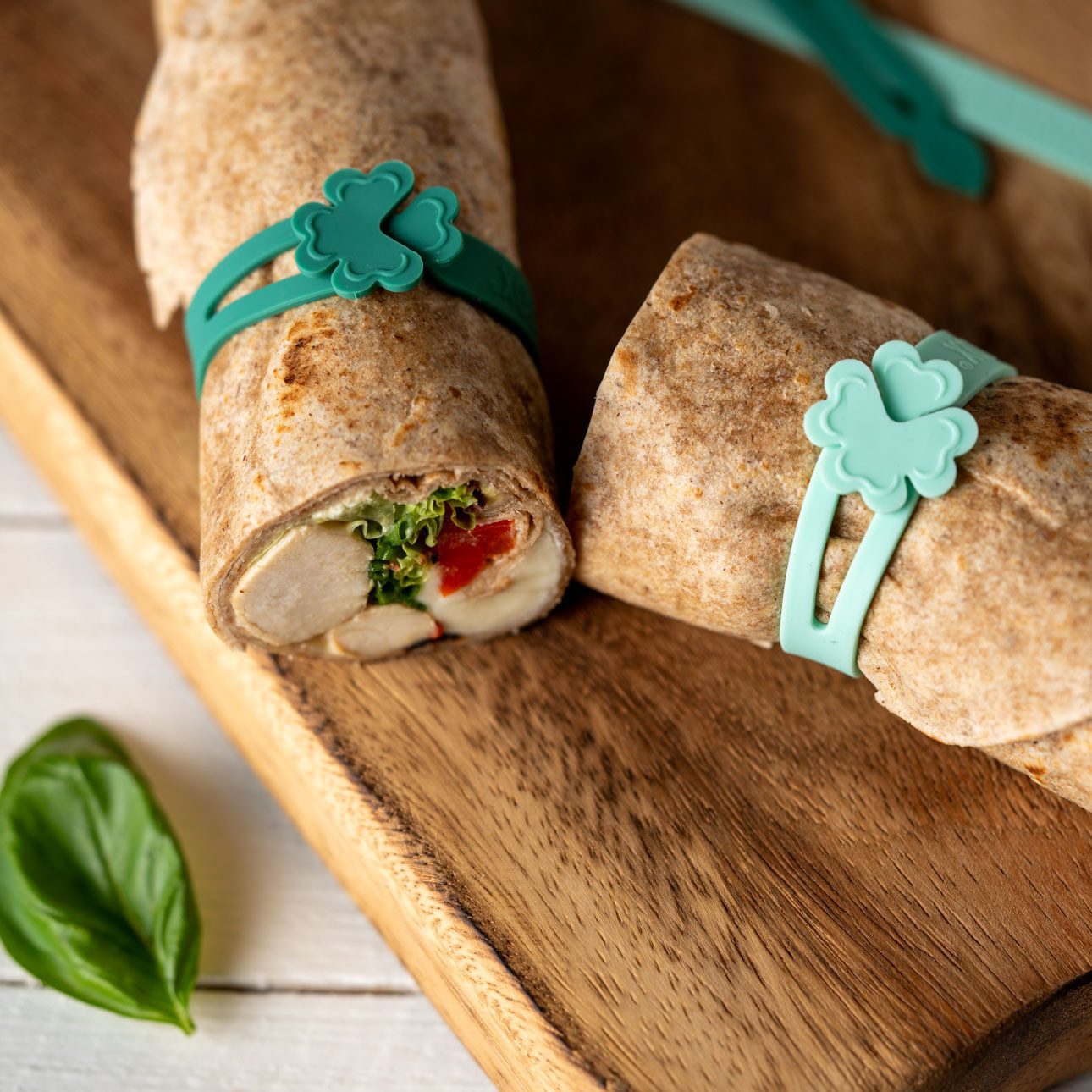 LEKKABOX Gummibänder Wrapbänder 4er Set – Wraphalter für Tortilla Wraps To Go, Brotdose, Elastische Wraphalter in zwei verschiedenen Längen: 2x kurz, 2x lang – Bild 4 von 5