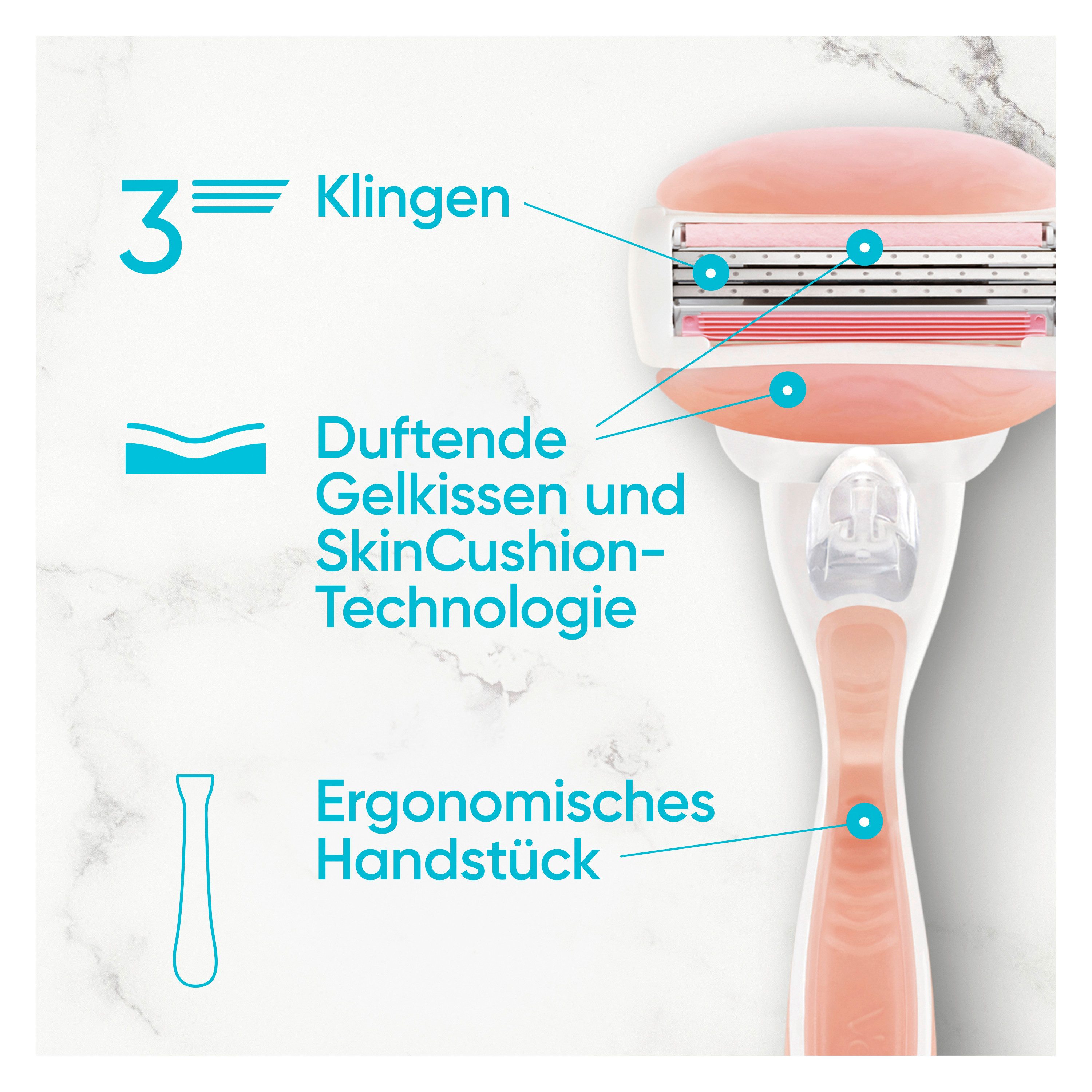 Gillette Venus Nassrasierer Comfortglide Spa Breeze + 4 Ersatzklingen – Bild 5 von 5