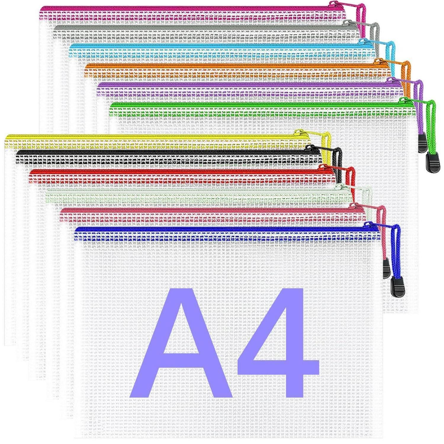 LuxusKollektion Organisationsmappe A4 Kunststoffhüllen mit Reißverschluss 12er Pack (12-St)