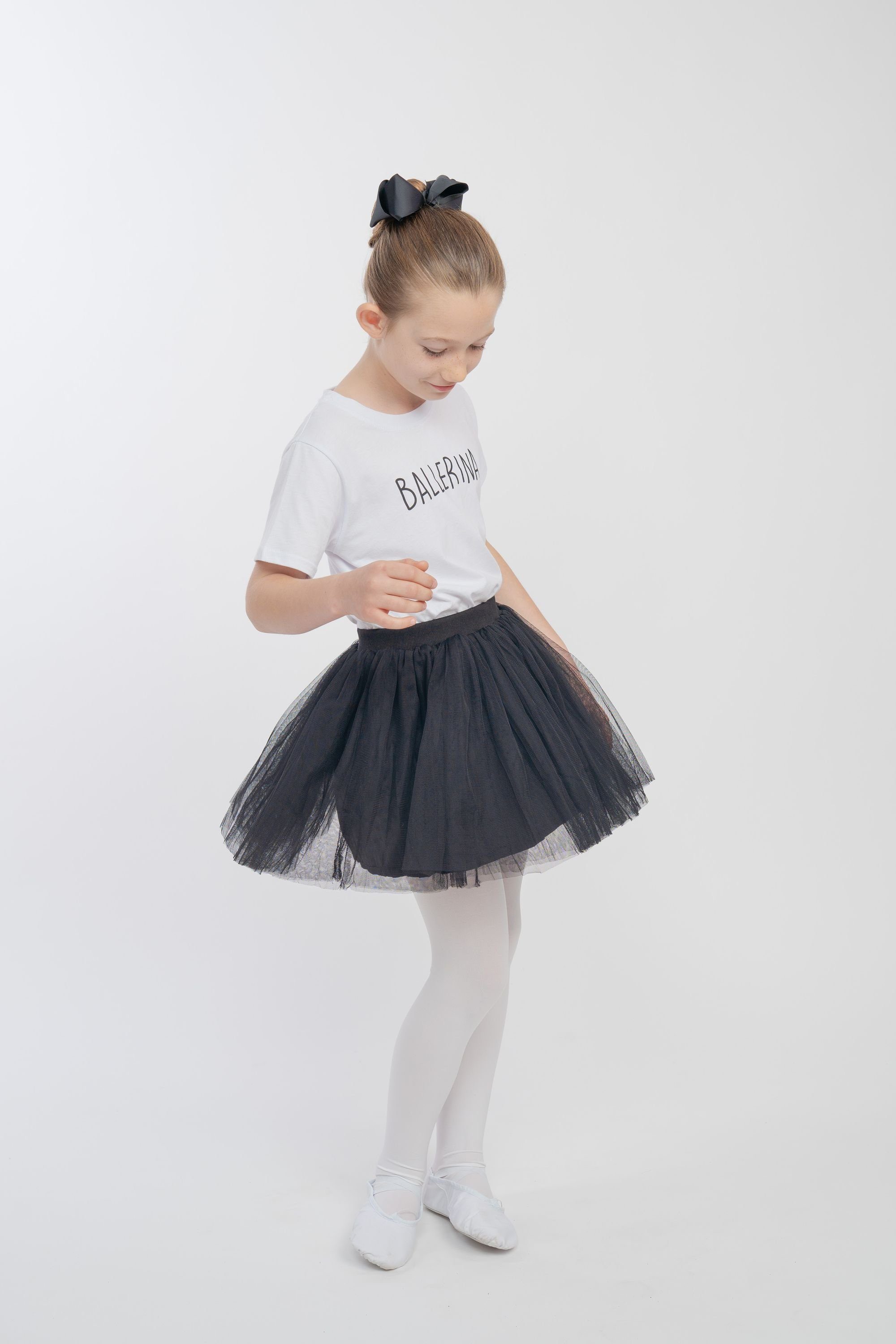 Tüllrock mit weichem schwarz weich Tüll aus besonders blickdichtem Ballerina Little tanzmuster Tüllrock Unterrock