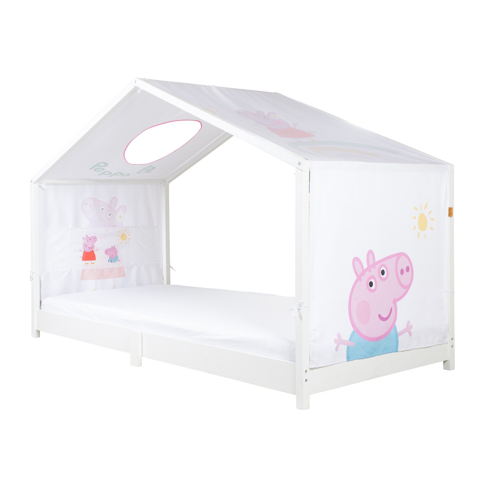 roba® Betthimmel Hausbettbezug - Baldachin für roba Montessori Hausbetten, erhältlich mit Peppa Pig oder Paw Patrol Motiven & in neutralem Grau