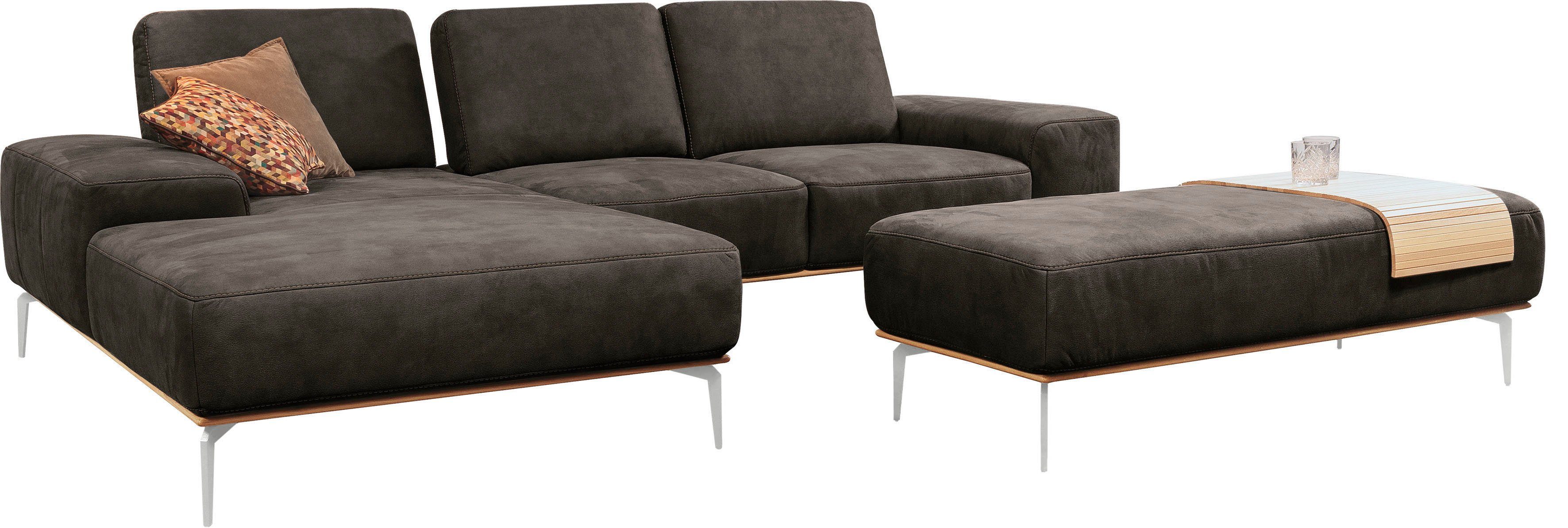 W.SCHILLIG Ecksofa run, mit elegantem Holzsockel, Füße in Chrom glänzend, Breite 279 cm