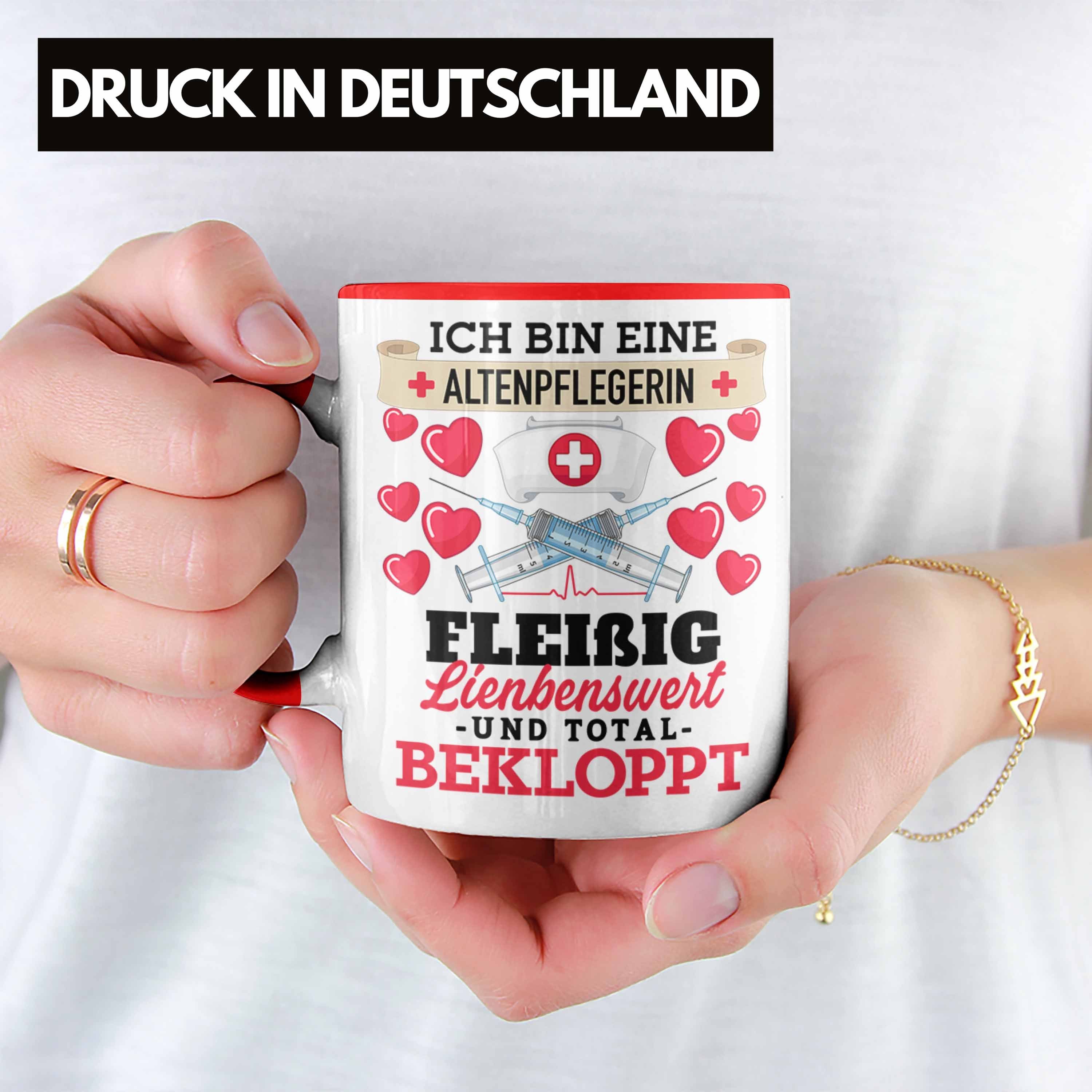 Altenpflegerin Tasse Trendation Lustiger Tasse Rot Geschenk Altenpflege Frauen Spruch Danke