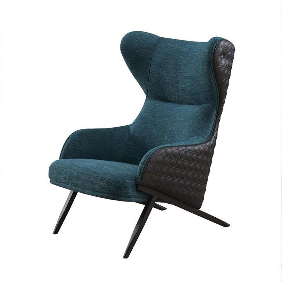 JVmoebel Sessel, Luxus Sessel Einsitzer Sofa Couch Möbel Einrichtung Kanzlei Hotel Neu Blau/Schwarz