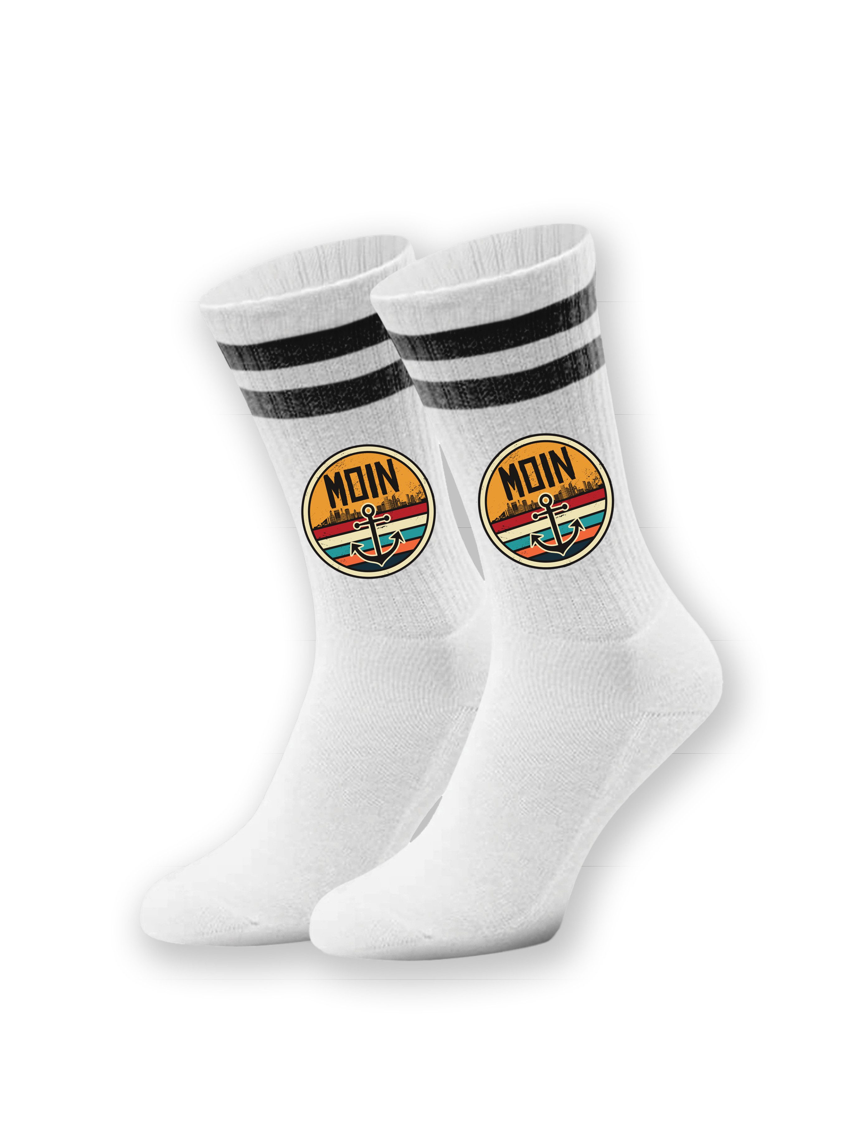 Youth Designz Tennissocken Unisex Socken "Buntes Moin Anker" Aufdruck lustig Geschenk Statement mit verstärkter Verse und Zehenbereich