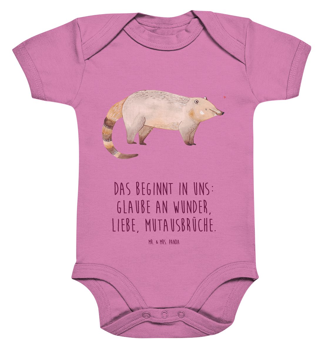 Mr. & Mrs. Panda Strampler 12. - 18. Monat Nasenbär - Bubble Gum Pink - Geschenk, Babystrampler, (1-tlg)