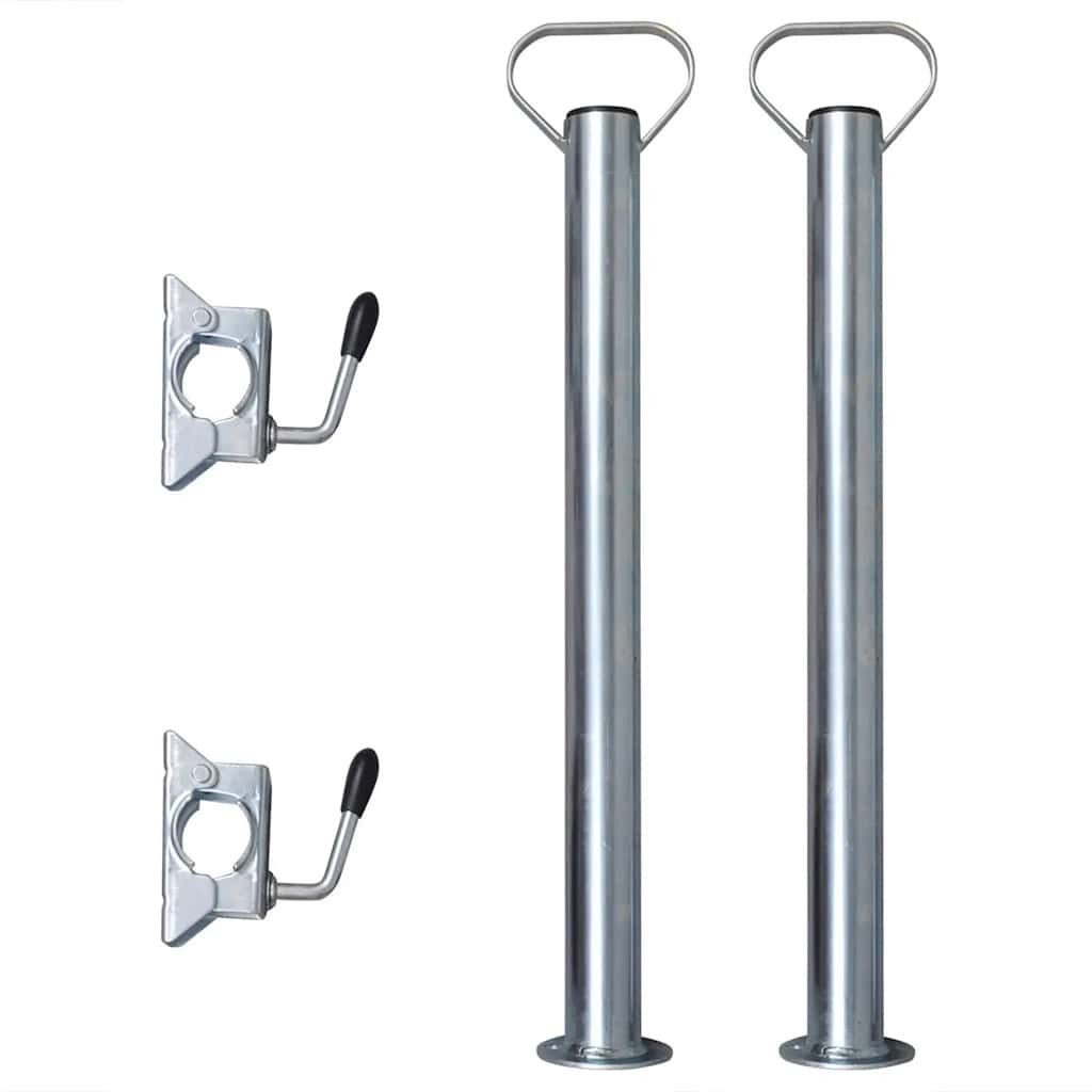 vidaXL Anhänger 2 Abstellstützen mit 2 Klemmhaltern für 48 mm Stützrad
