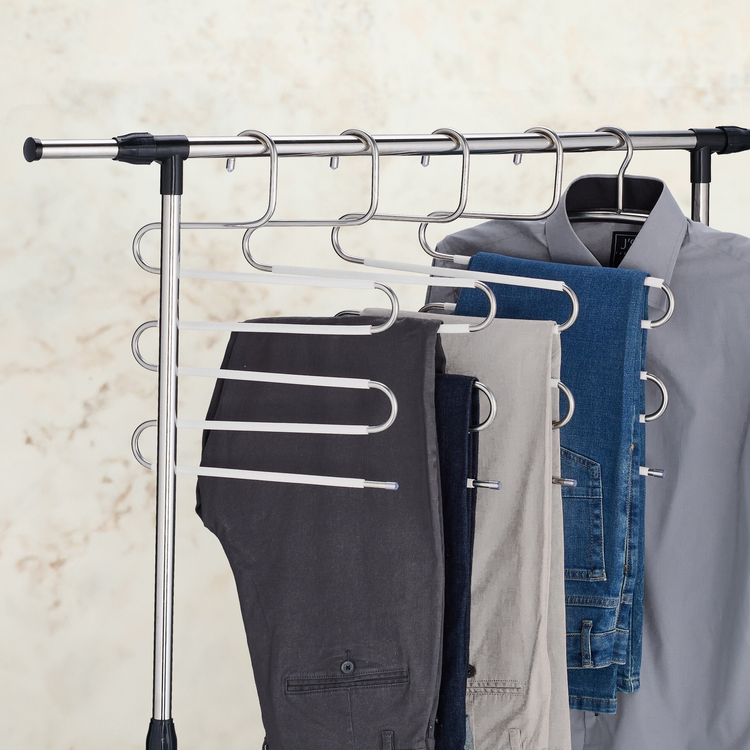 relaxdays Mehrfach-Kleiderbügel Mehrfach Hosenbügel im 4er günstig online kaufen