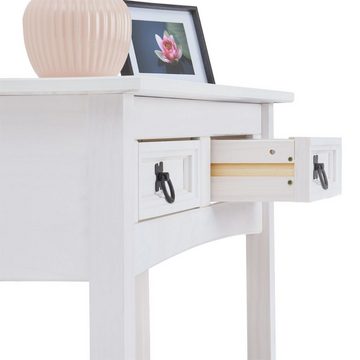 CARO-Möbel Konsolentisch RURAL, Konsolentisch Schreibtisch Beistelltisch Kiefer massiv weiß Mexiko Sti