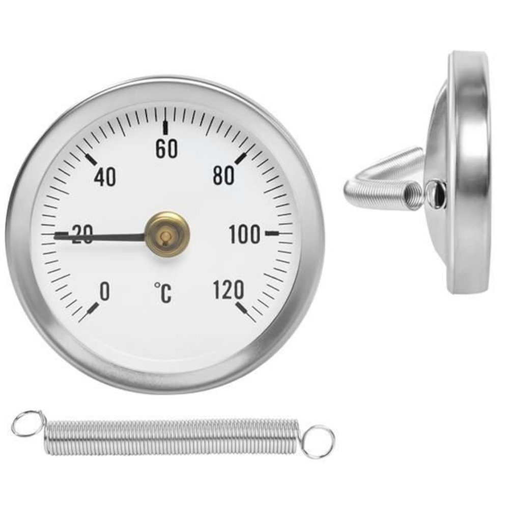ISO TRADE Raumthermostat Thermometer, max. 12 V, mechanisch, (Clip-auf Rohr Thermometer Heißwasserthermometer, 1-St., Messgerät), Bimetall Temperaturanzeige und Feder